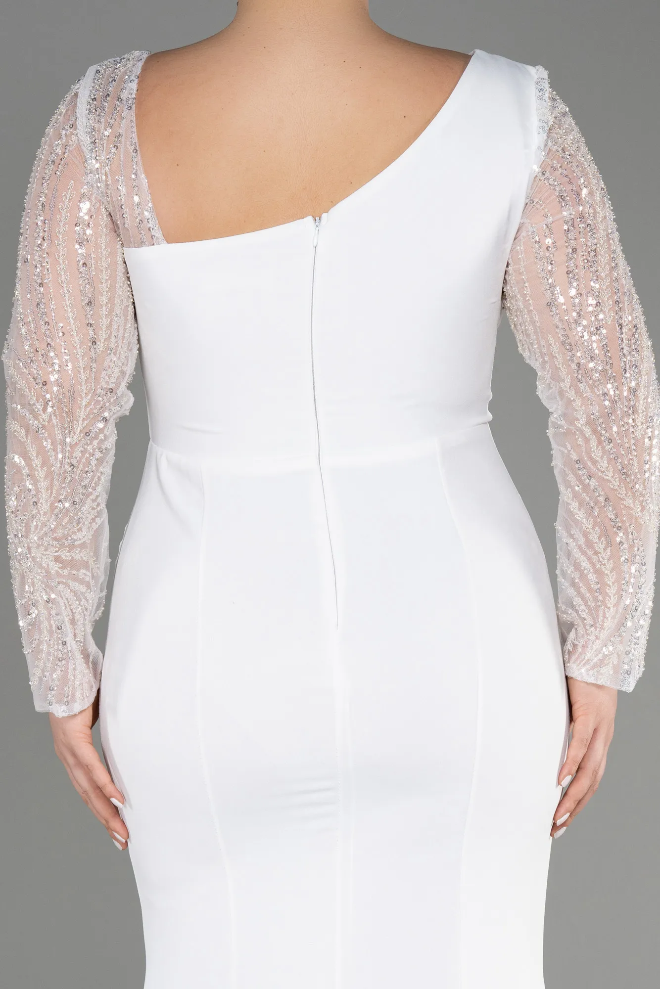 Ecru-Long Plus Size Wedding Dress ABU3713