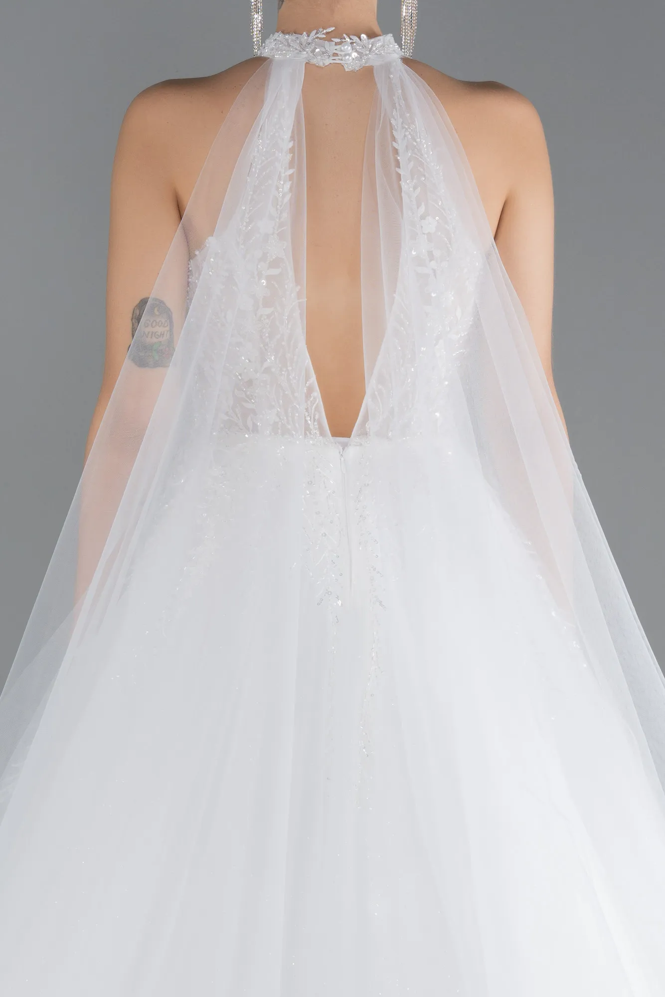 Ecru-Long Plus Size Wedding Dress ABU4488