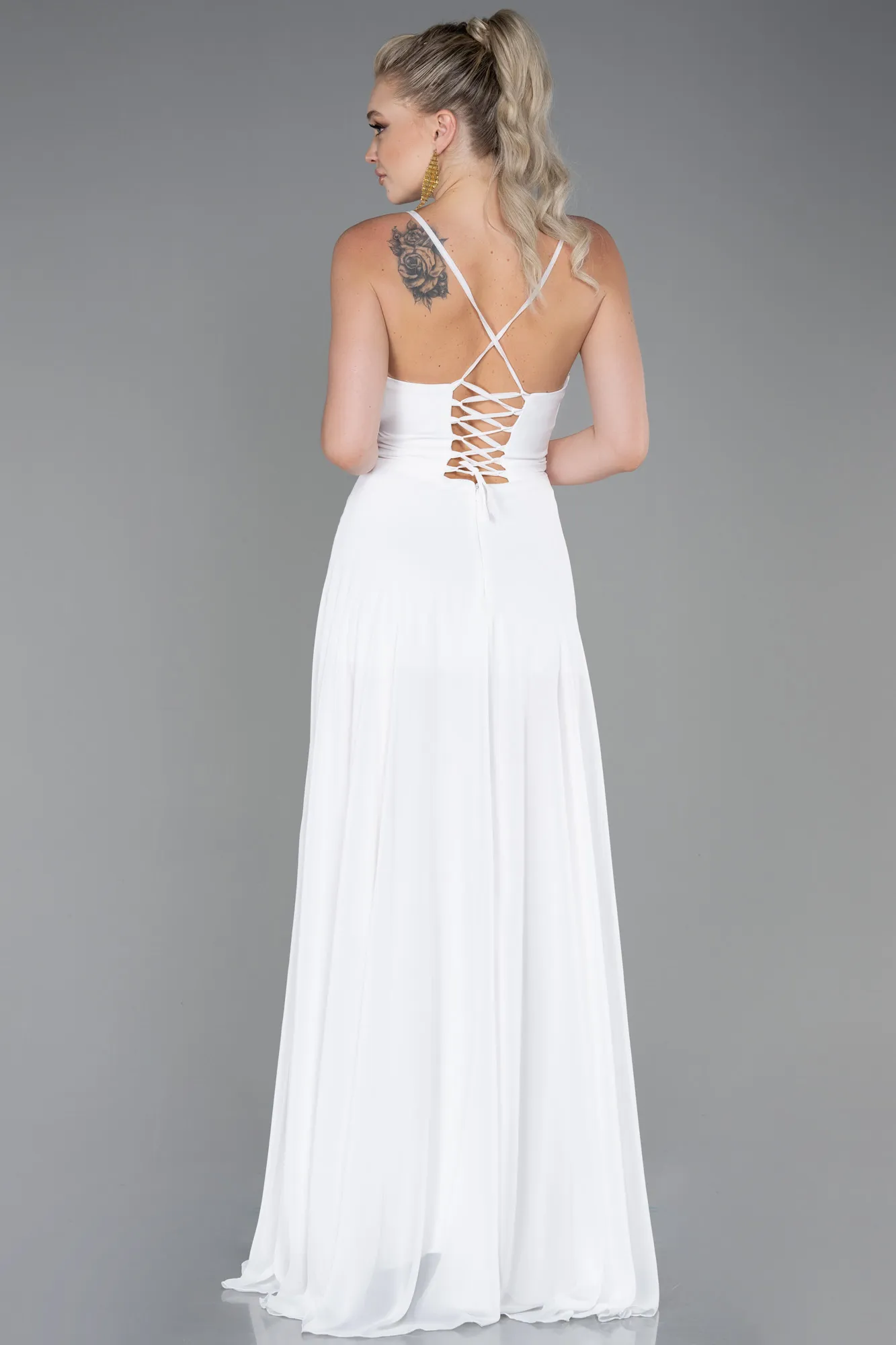 Ecru-Long Prom Gown ABU1305