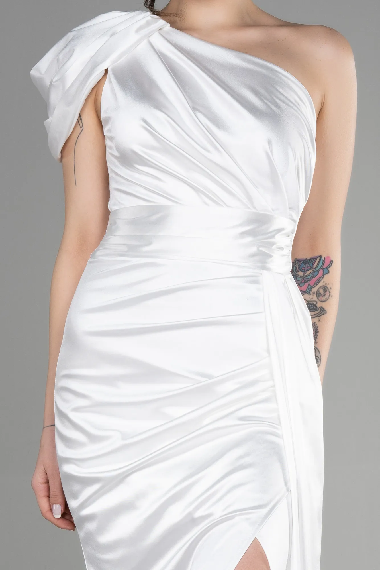 Ecru-Long Prom Gown ABU3325