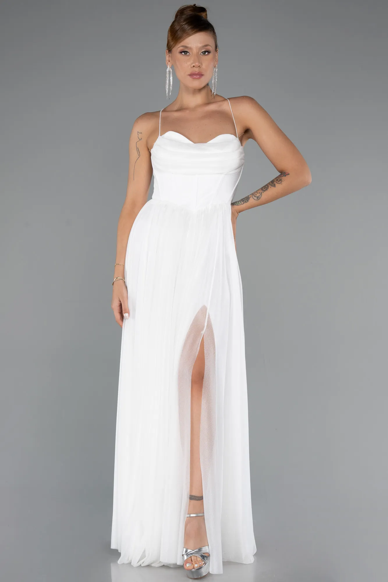 Ecru-Long Prom Gown ABU4596