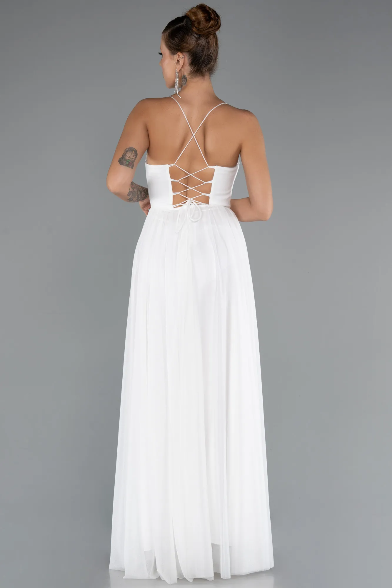 Ecru-Long Prom Gown ABU4596