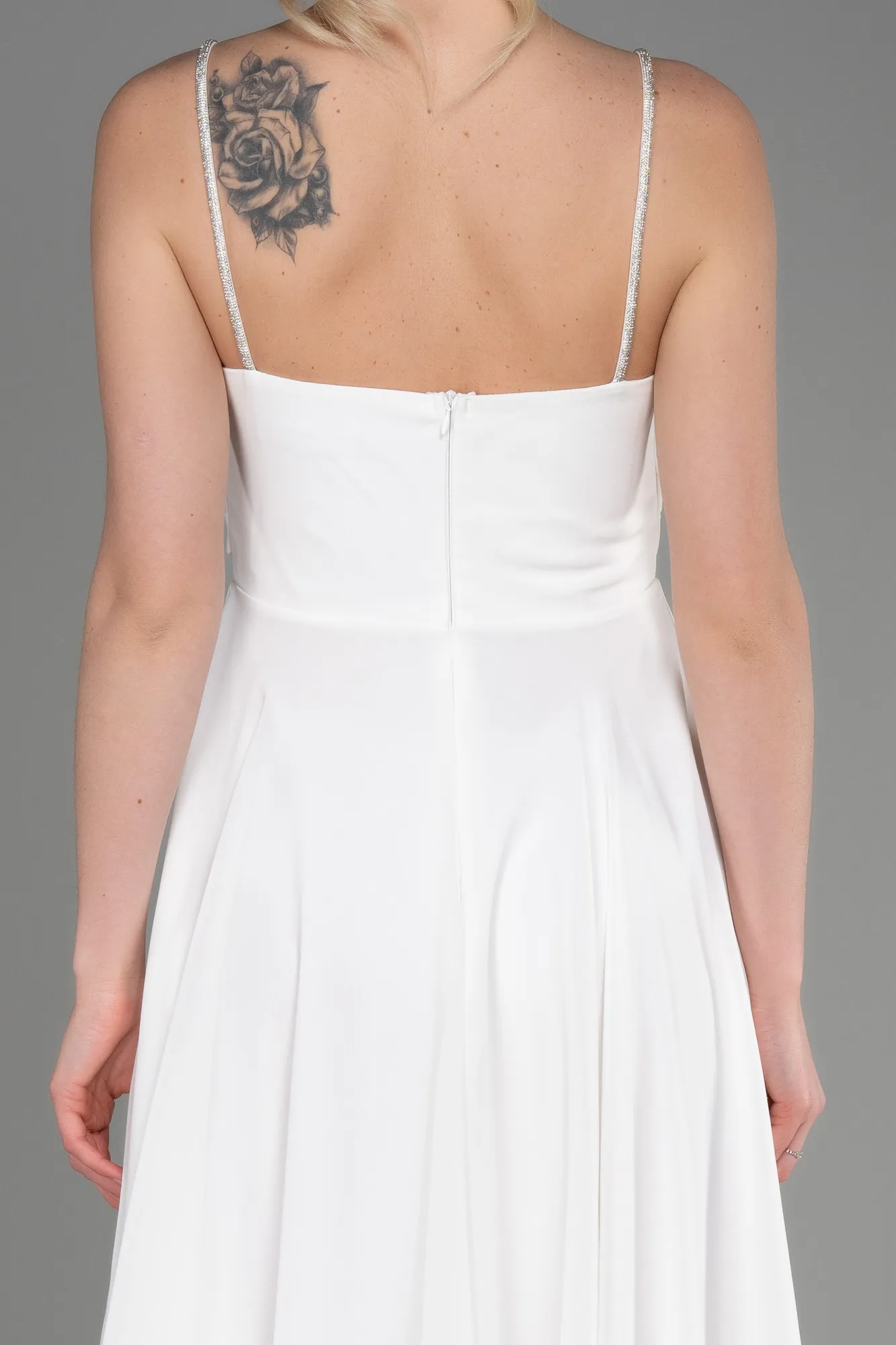 Ecru-Midi Chiffon Evening Dress ABK1986