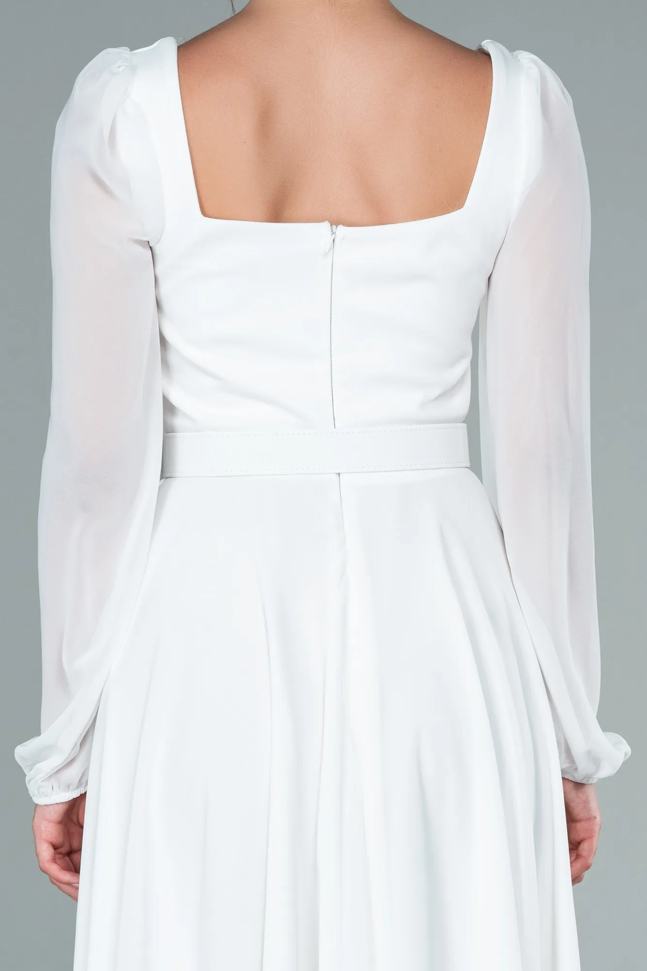 Ecru-Midi Chiffon Invitation Dress ABK1441