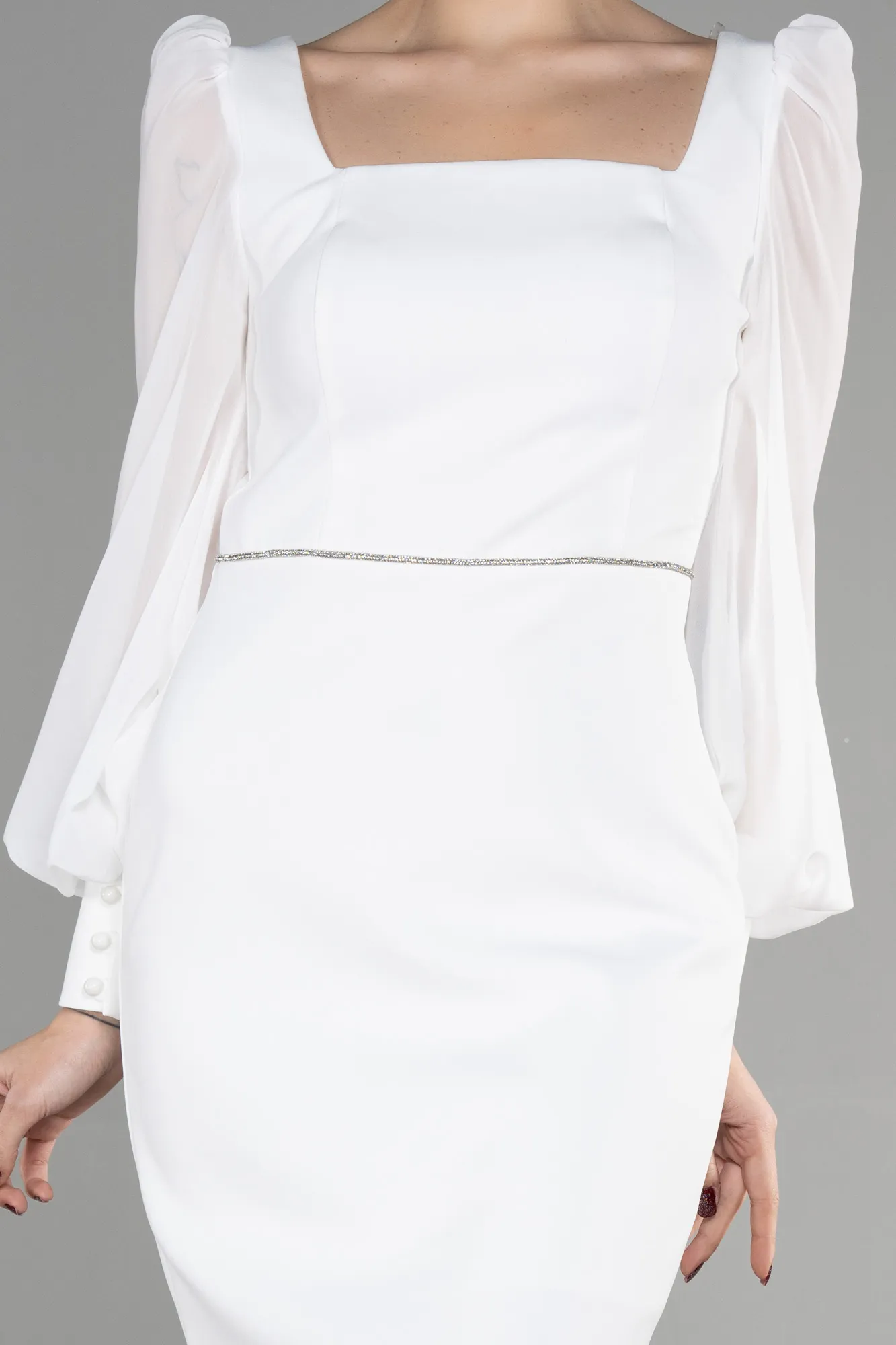 Ecru-Midi Cocktail Dress ABK1944