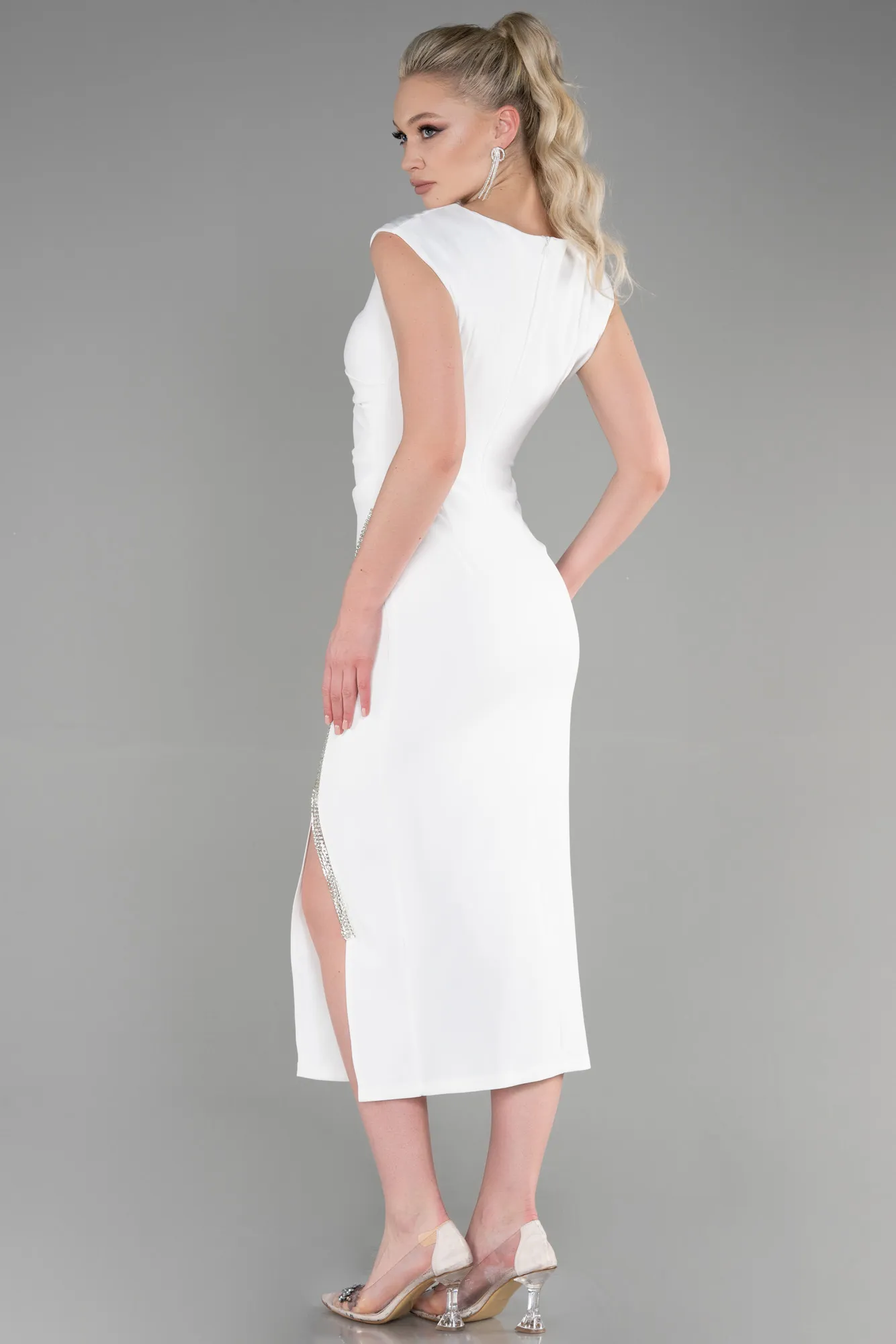 Ecru-Midi Cocktail Dress ABK1966