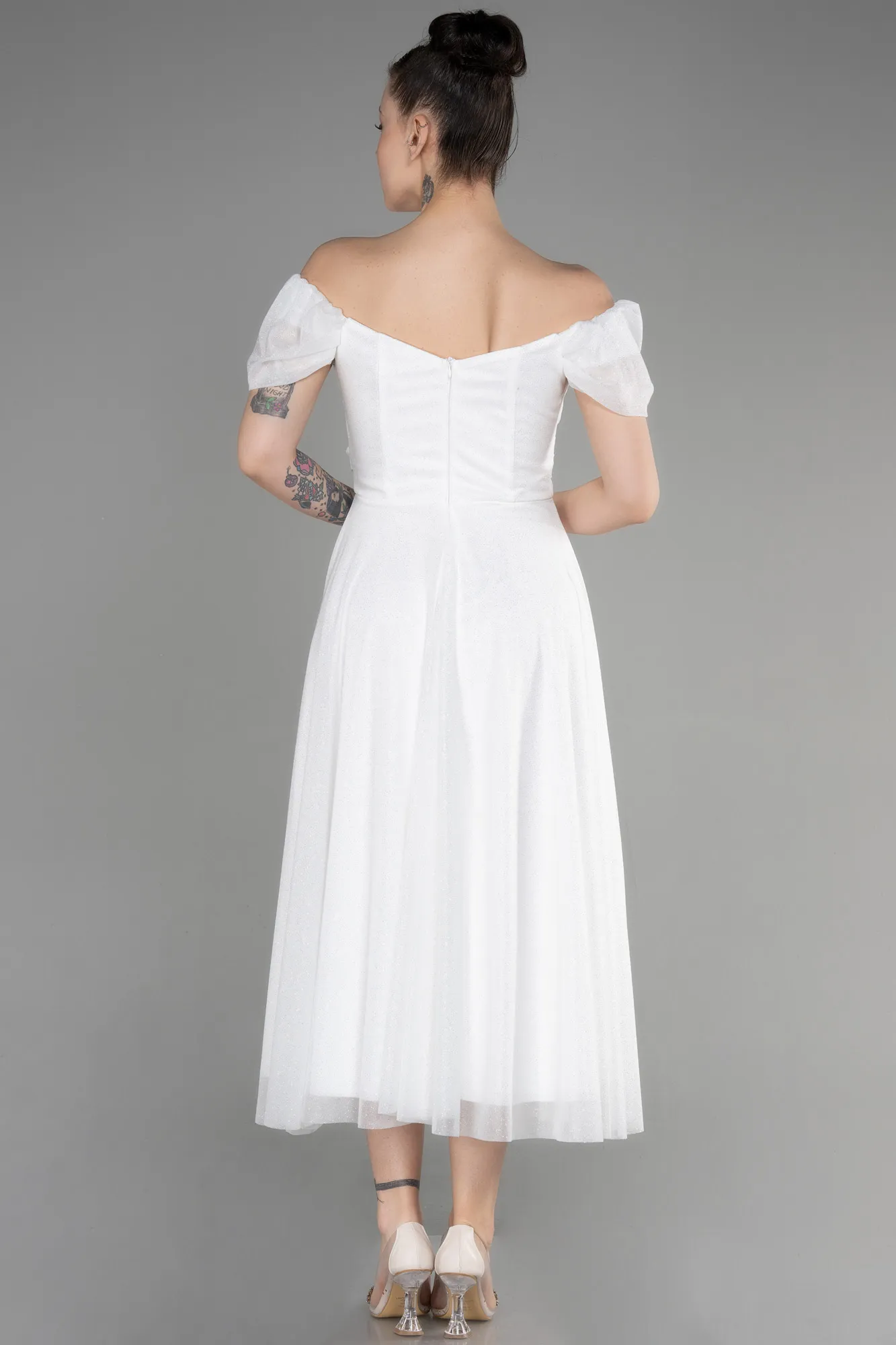 Ecru-Midi Cocktail Dress ABK1978