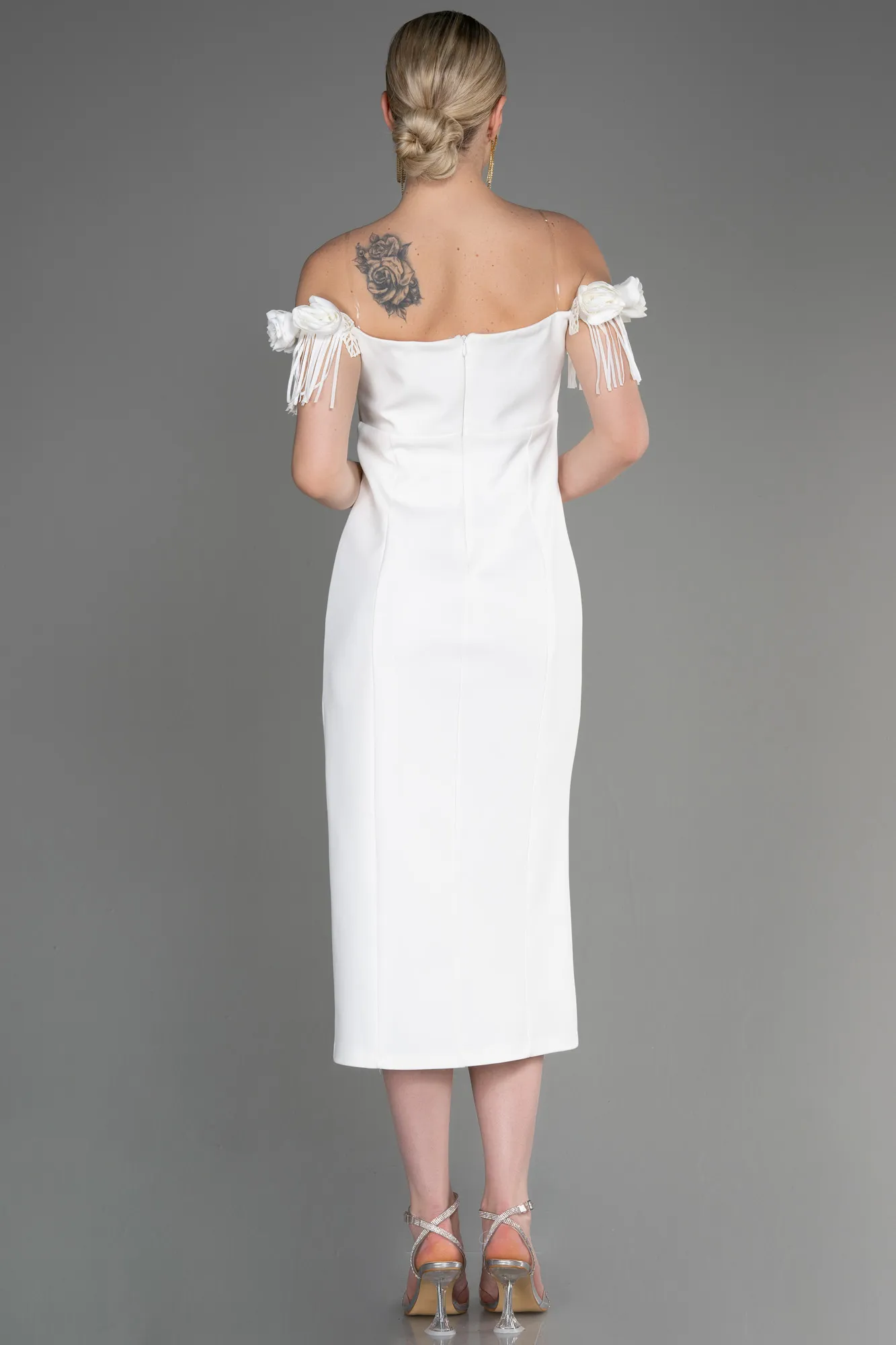 Ecru-Midi Cocktail Dress ABK2006