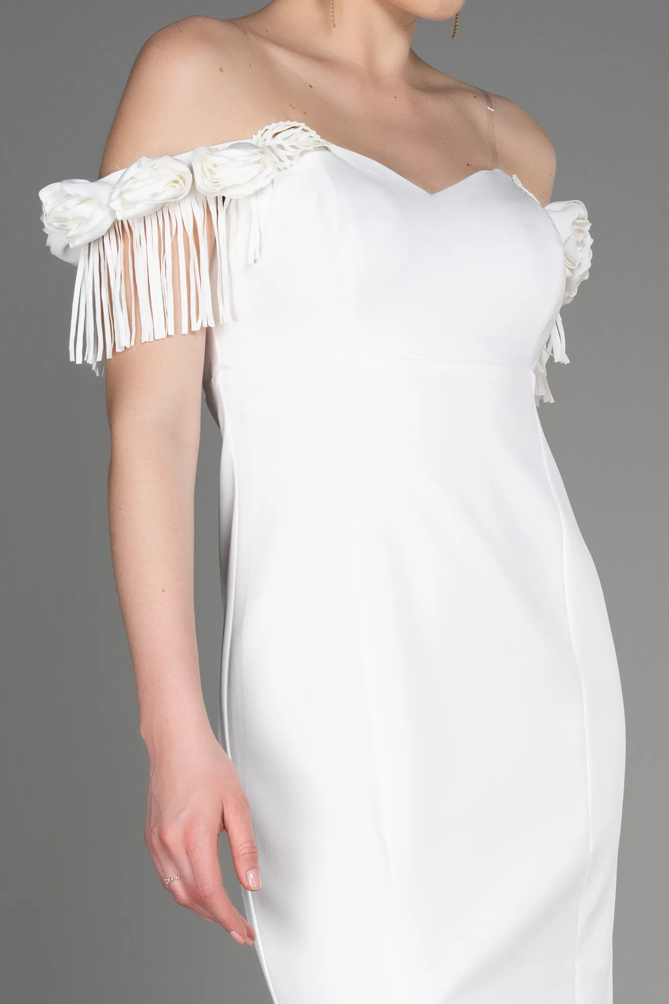 Ecru-Midi Cocktail Dress ABK2006