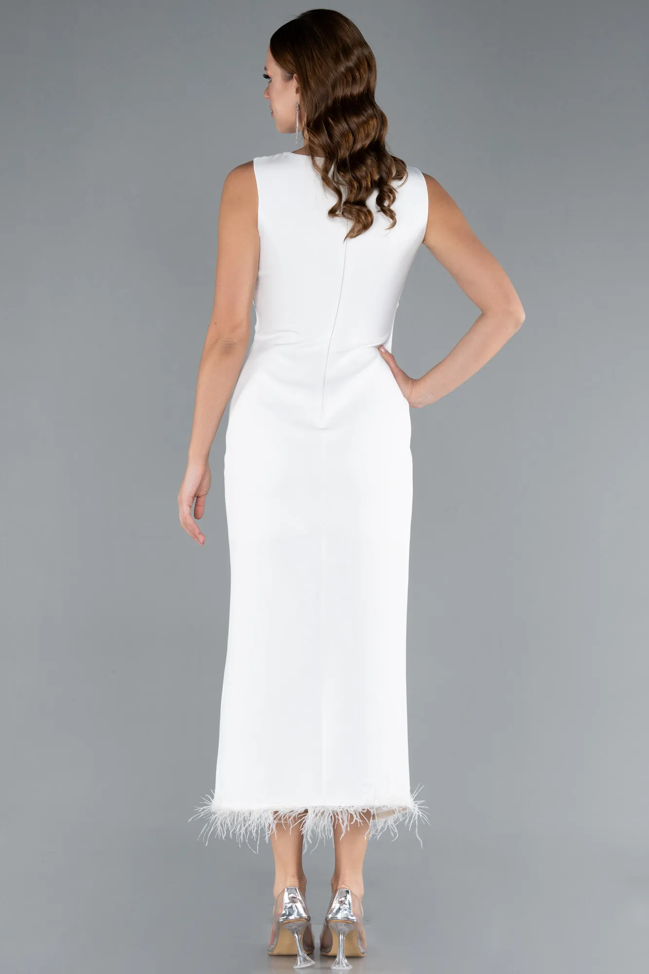 Ecru-Midi Cocktail Dress ABK2169