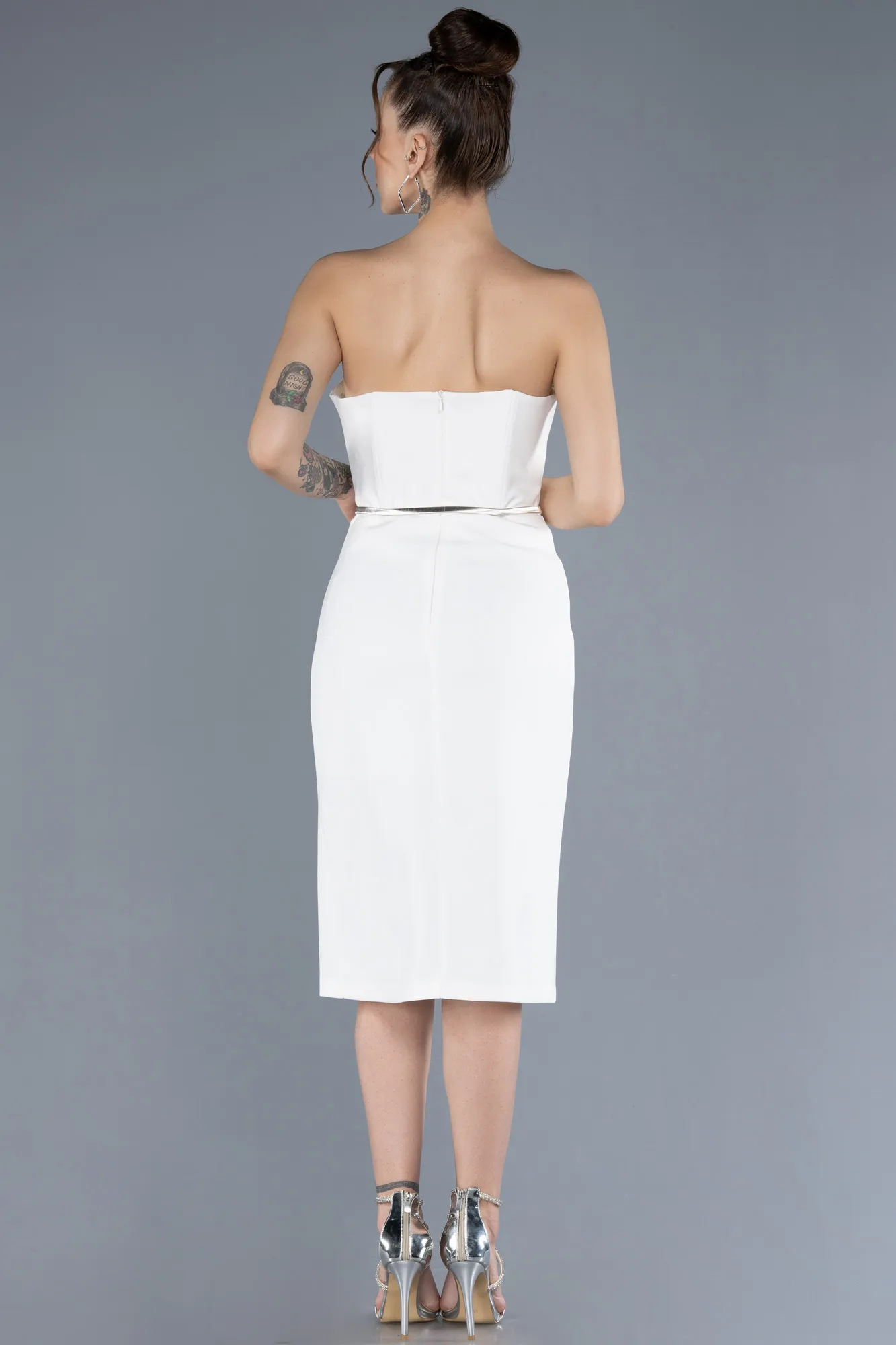 Ecru-Midi Cocktail Dress ABK2238