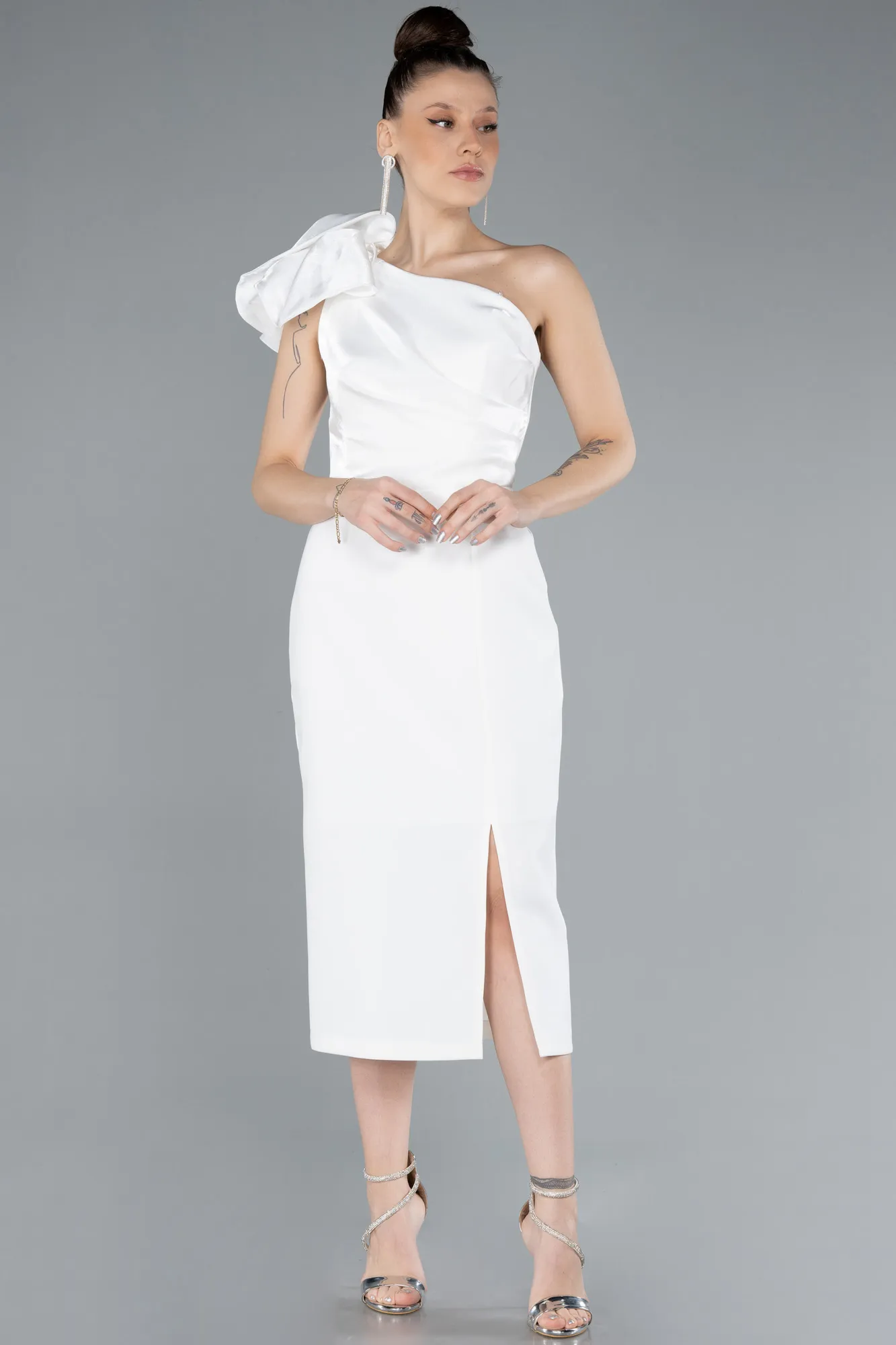 Ecru-Midi Cocktail Dress ABK2249