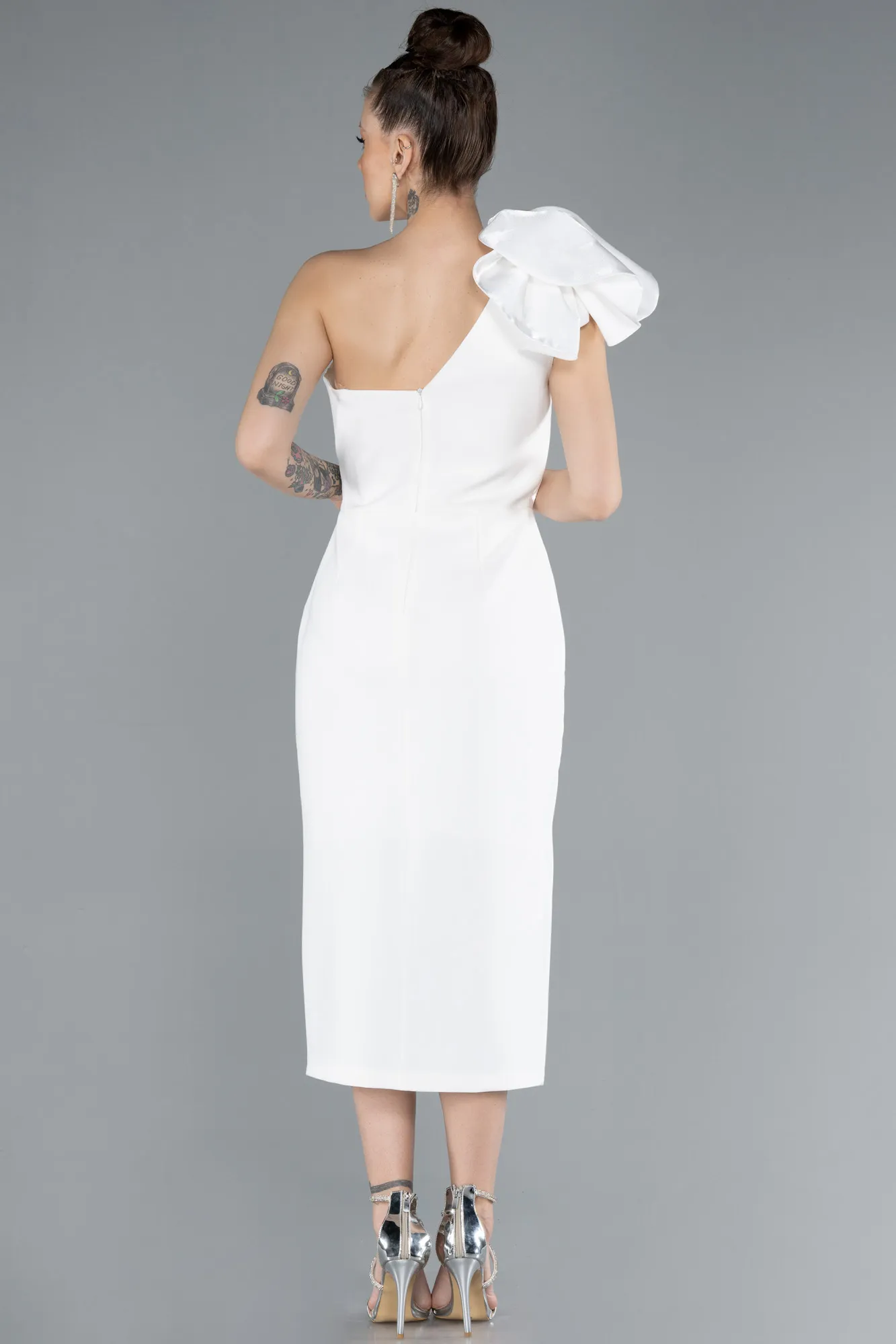 Ecru-Midi Cocktail Dress ABK2249