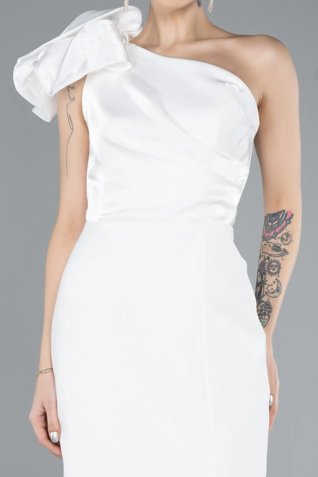 Ecru-Midi Cocktail Dress ABK2249