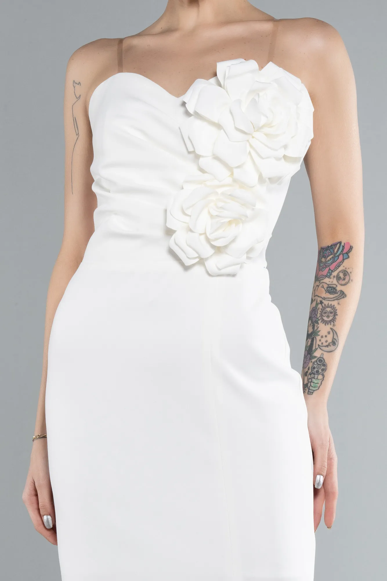 Ecru-Midi Cocktail Dress ABK2251