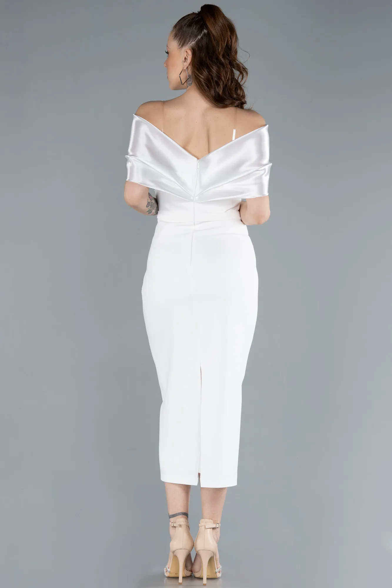 Ecru-Midi Cocktail Dress ABK2279