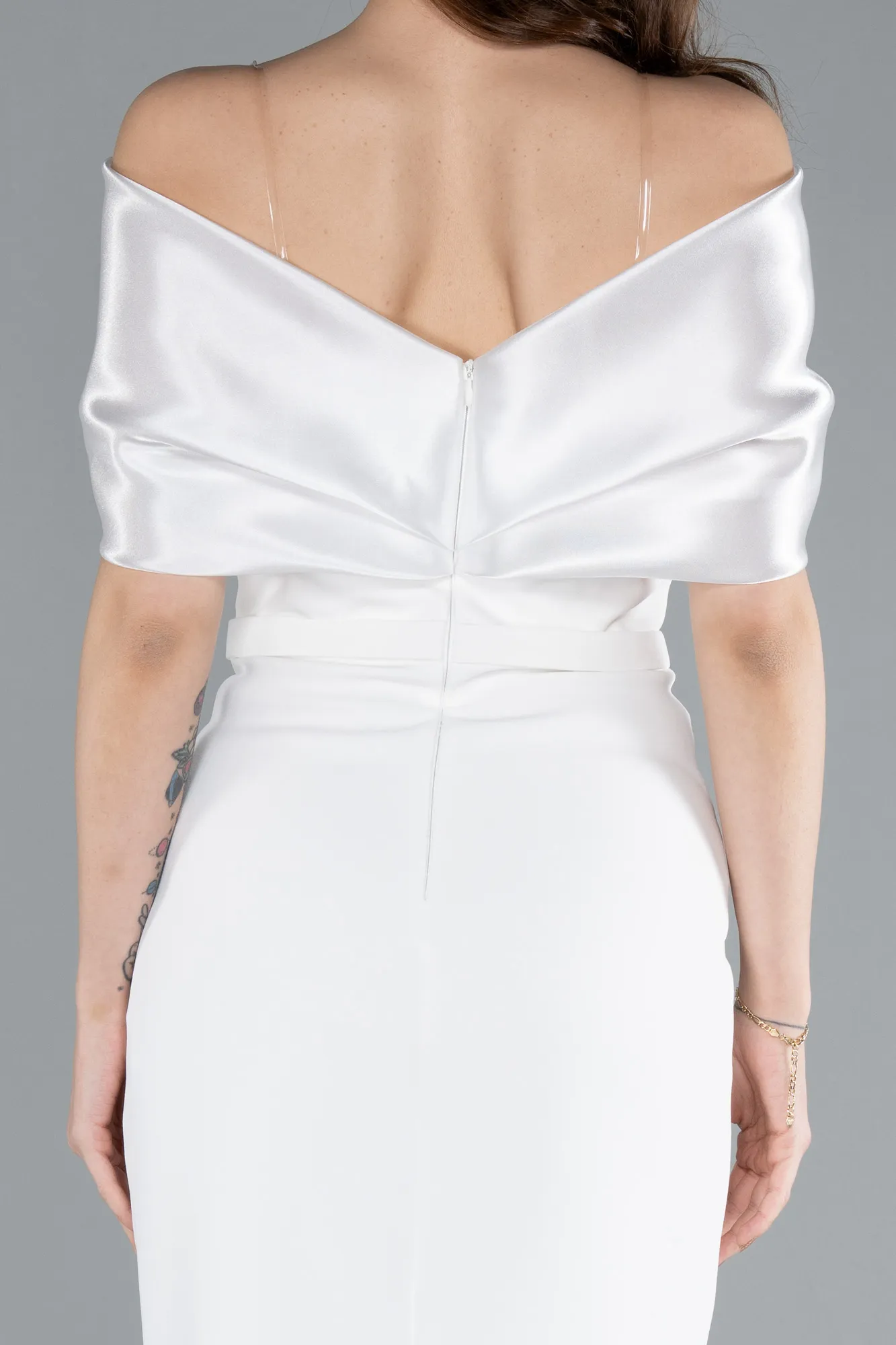 Ecru-Midi Cocktail Dress ABK2279