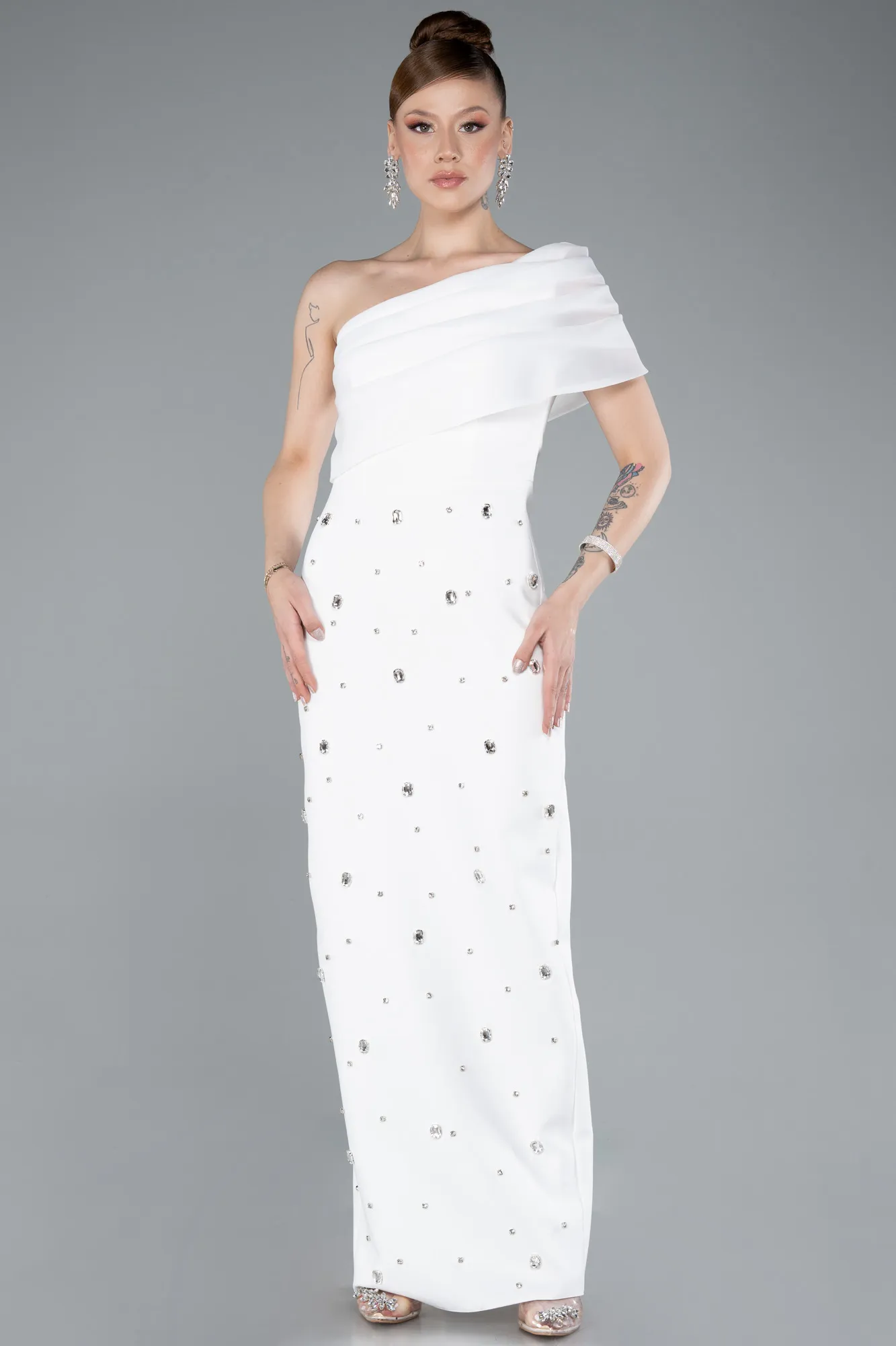 Ecru-Midi Cocktail Dress ABK2337