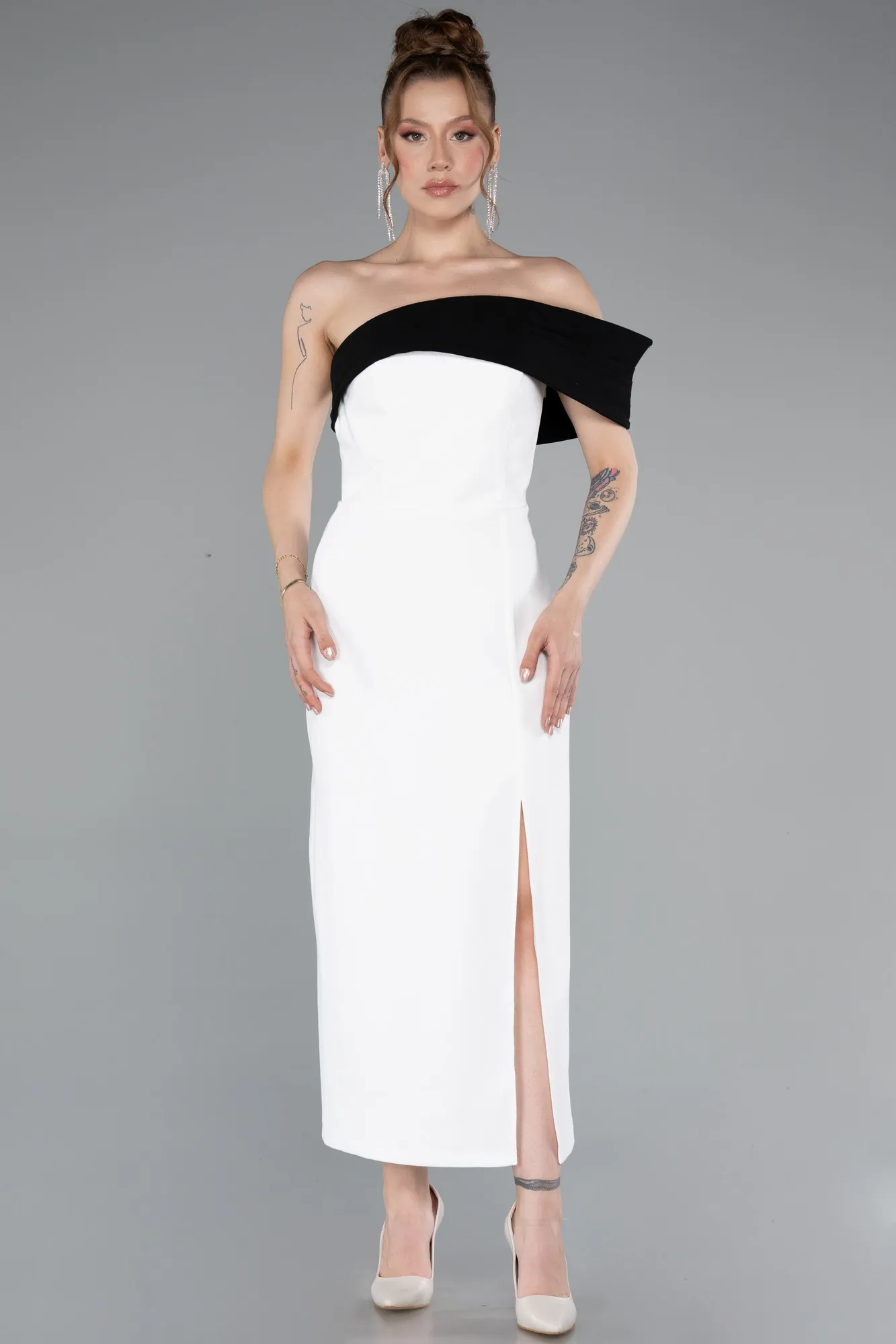 Ecru-Midi Cocktail Dress ABK2350