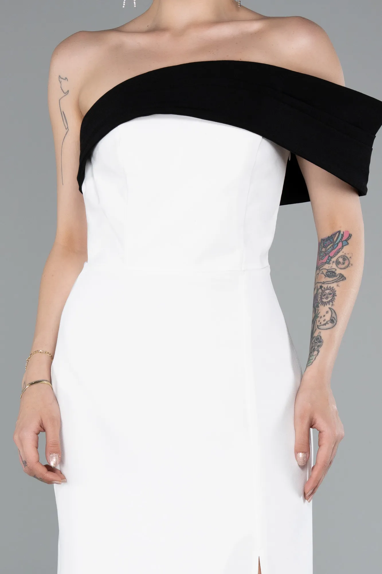 Ecru-Midi Cocktail Dress ABK2350