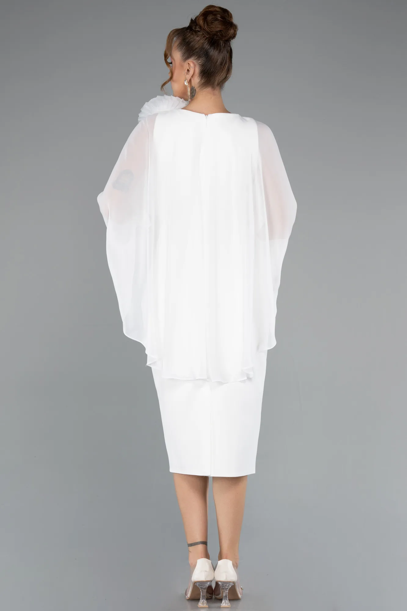 Ecru-Midi Cocktail Dress ABK2382