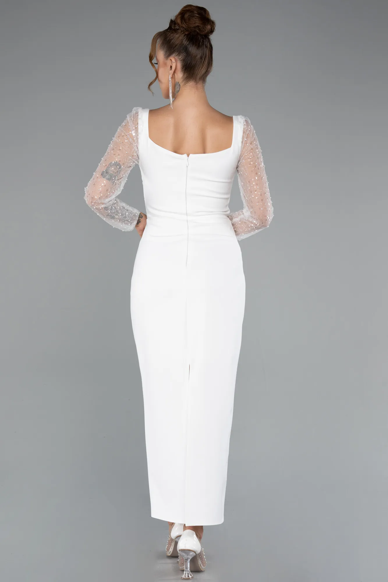 Ecru-Midi Cocktail Dress ABK2387