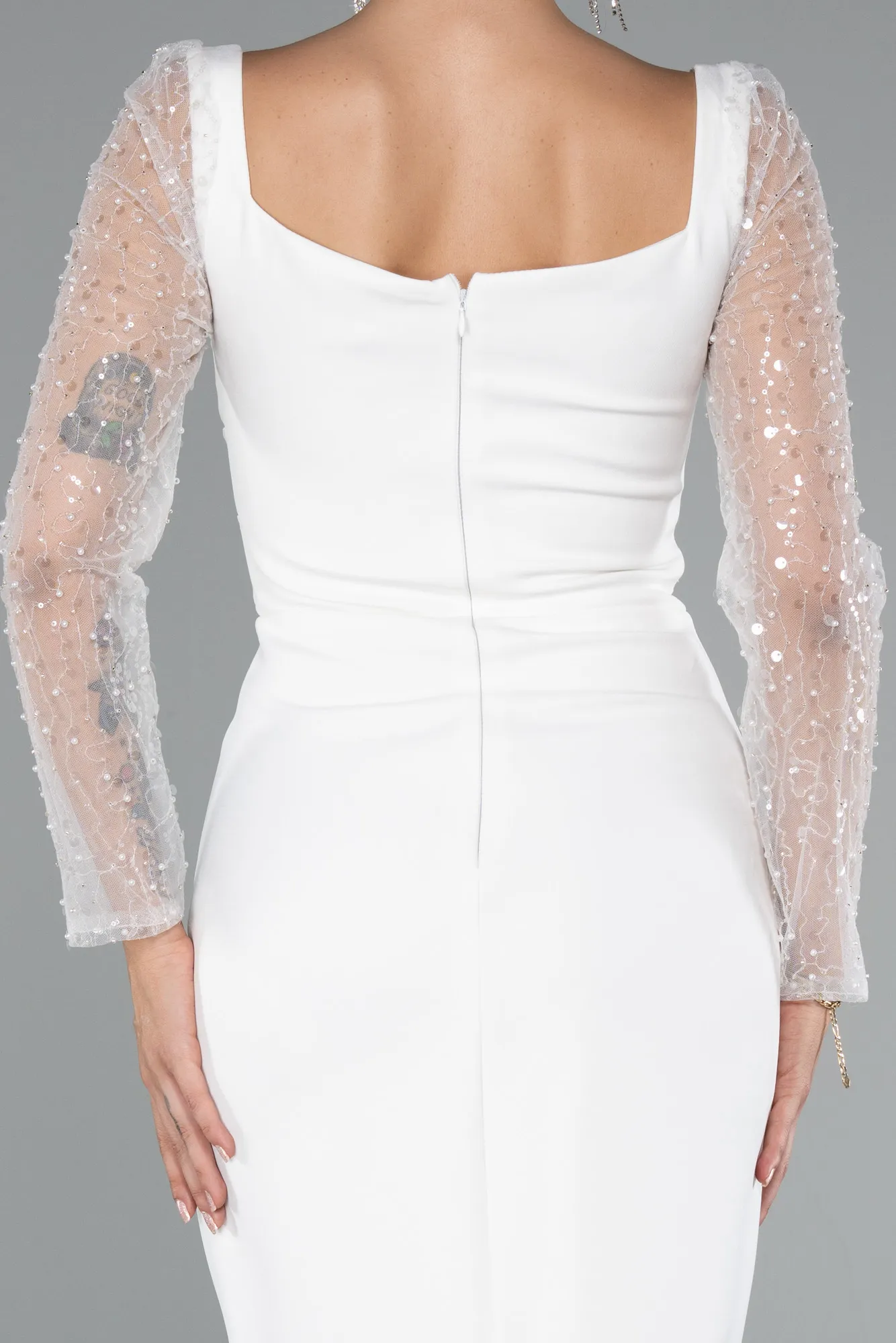 Ecru-Midi Cocktail Dress ABK2387