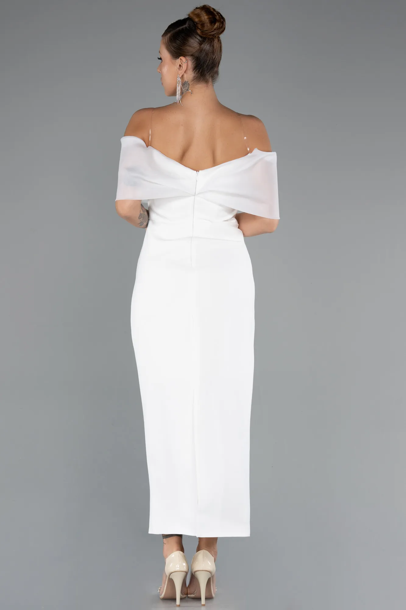 Ecru-Midi Cocktail Dress ABK2450