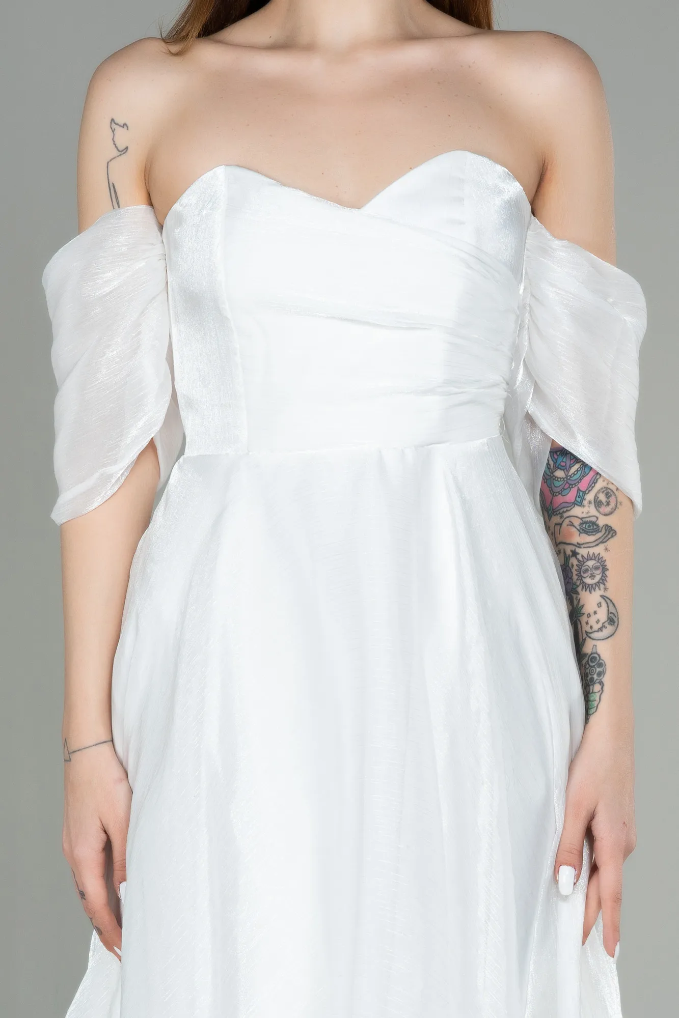 Ecru-Midi Evening Dress ABK1850