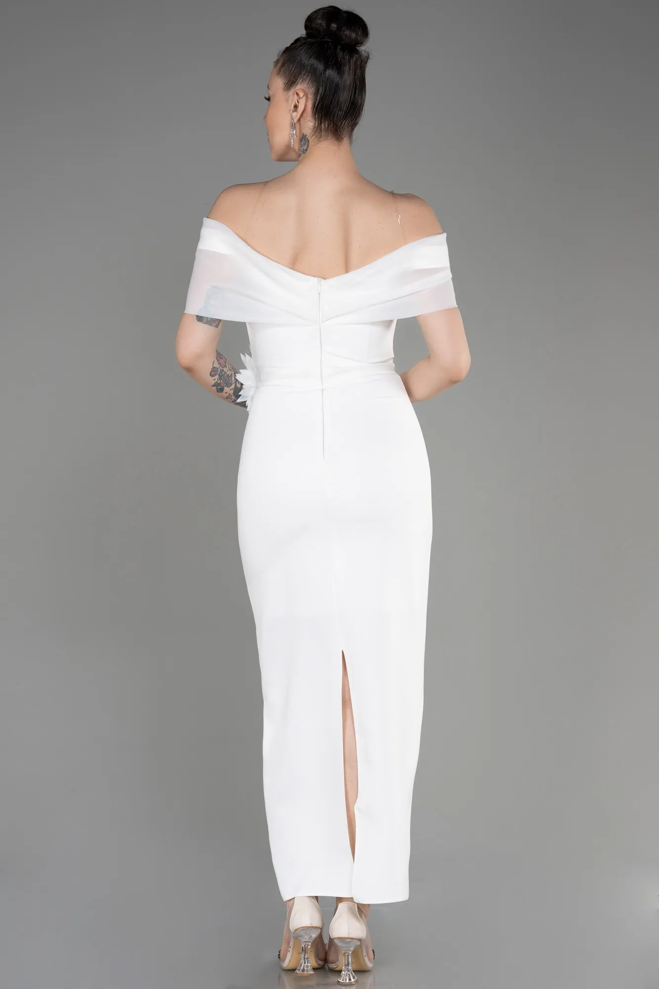Ecru-Midi Evening Dress ABK2014