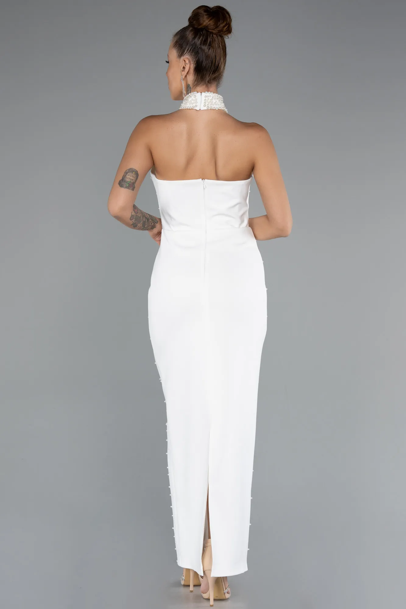 Ecru-Midi Evening Dress ABK2399