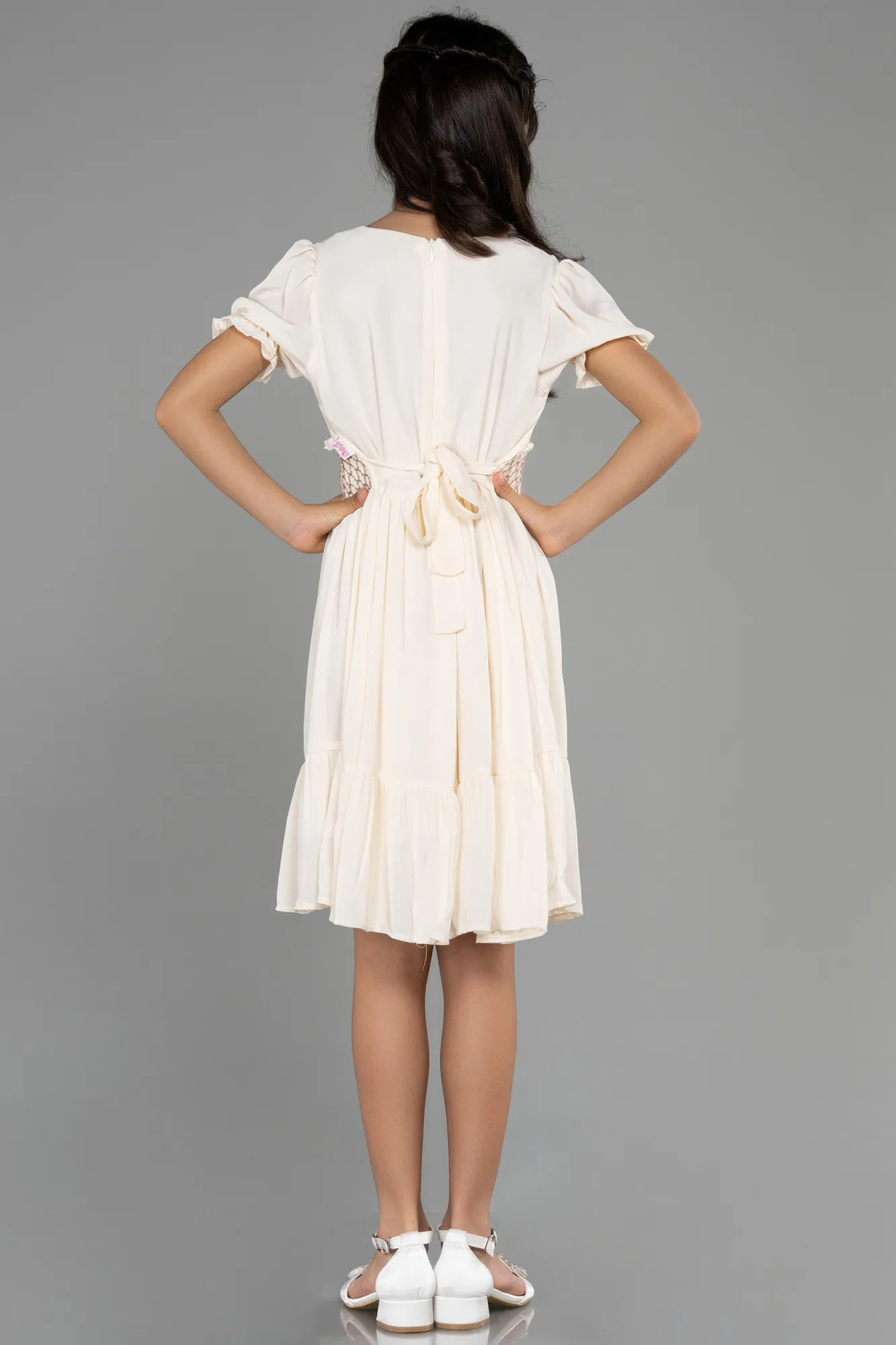Ecru-Midi Girl Dress ABK1948