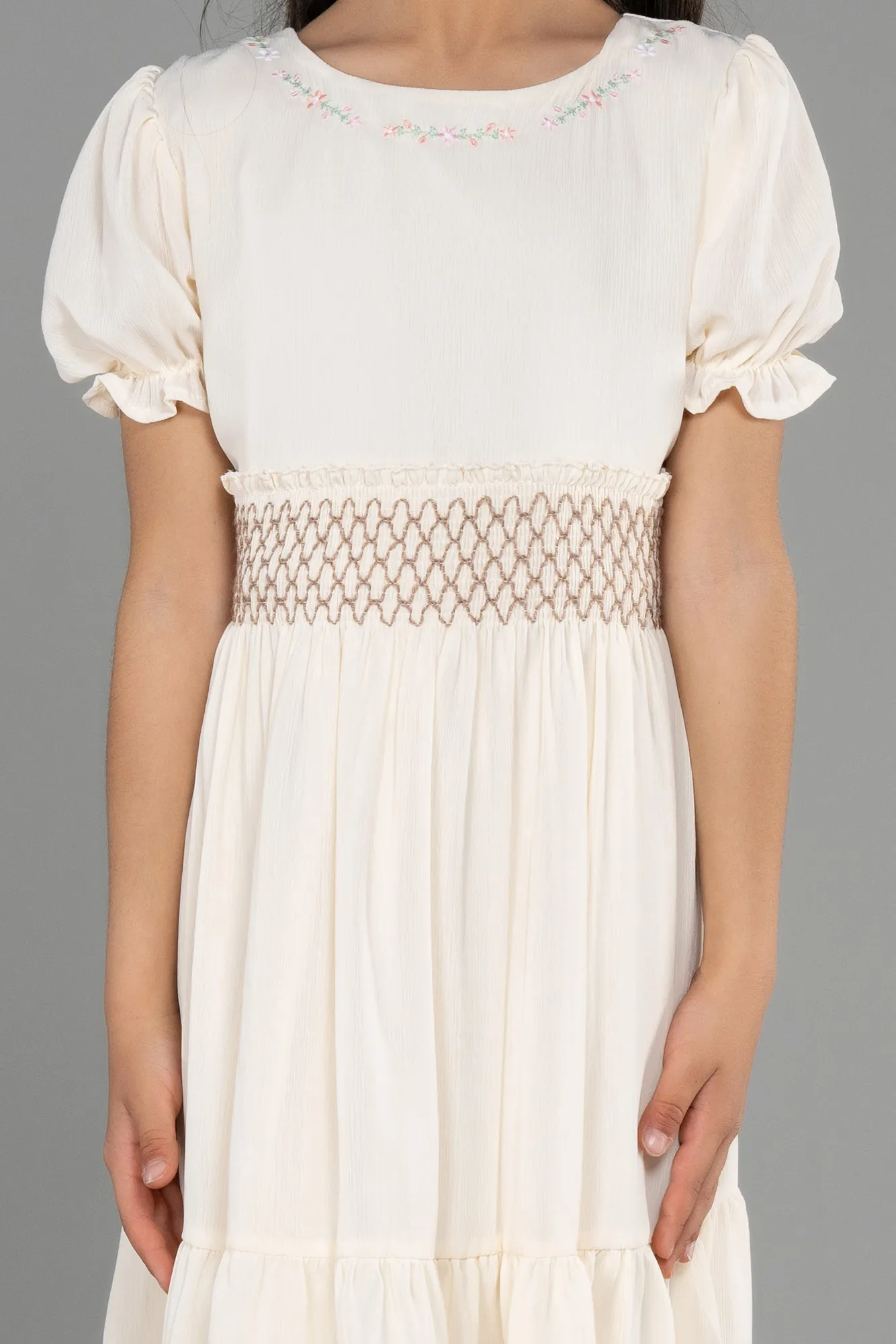Ecru-Midi Girl Dress ABK1948