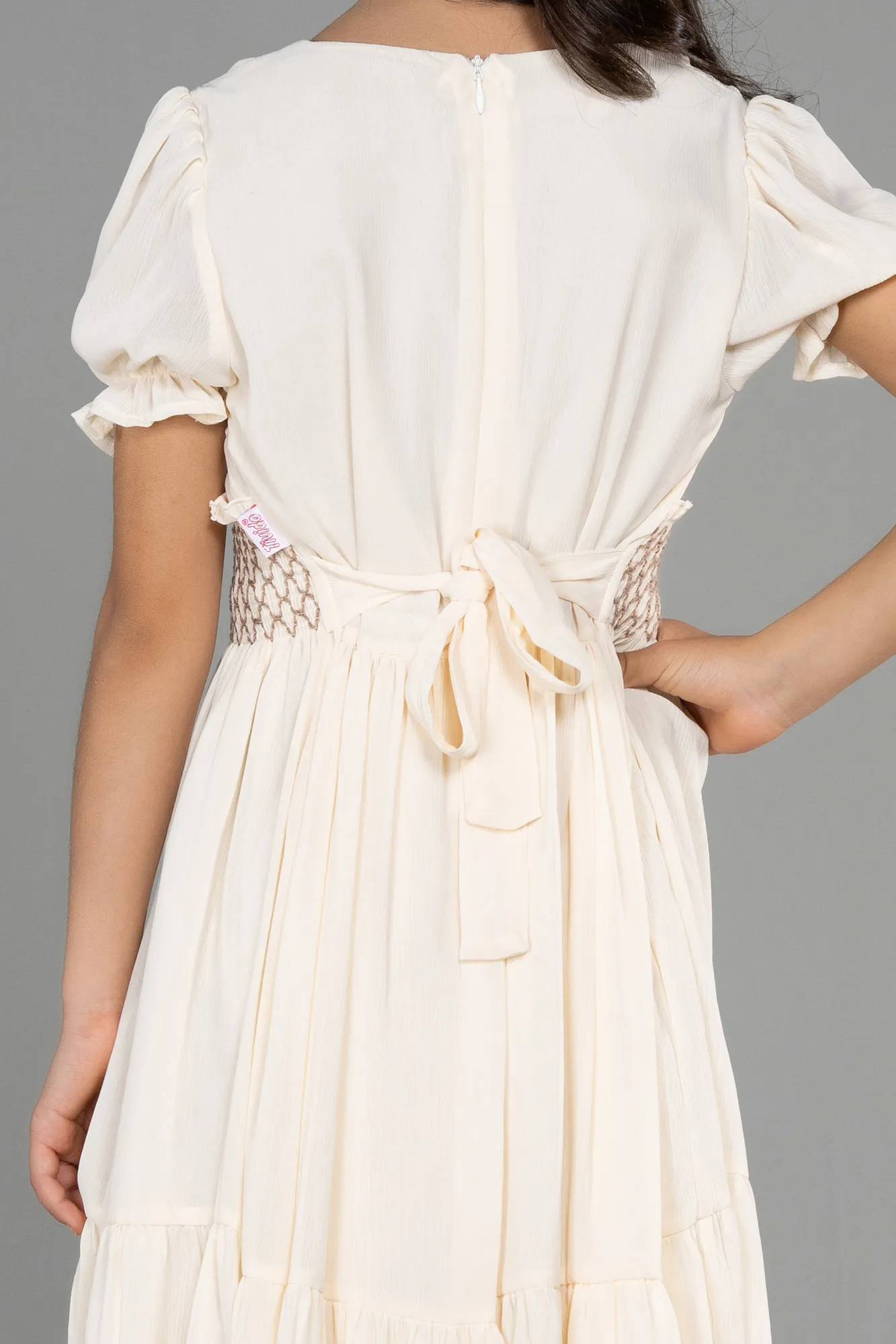 Ecru-Midi Girl Dress ABK1948