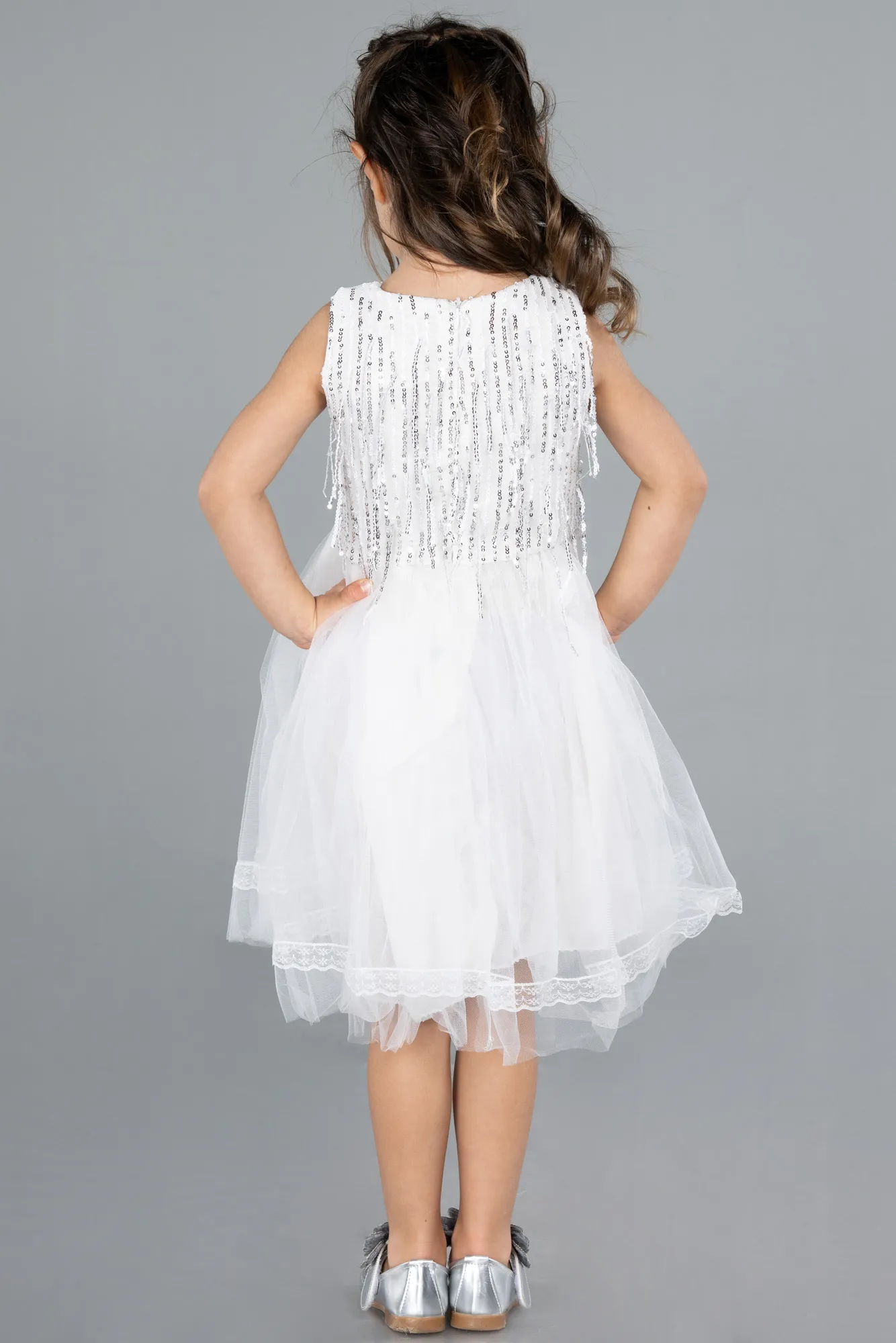 Ecru-Midi Girl Dress ABK2300