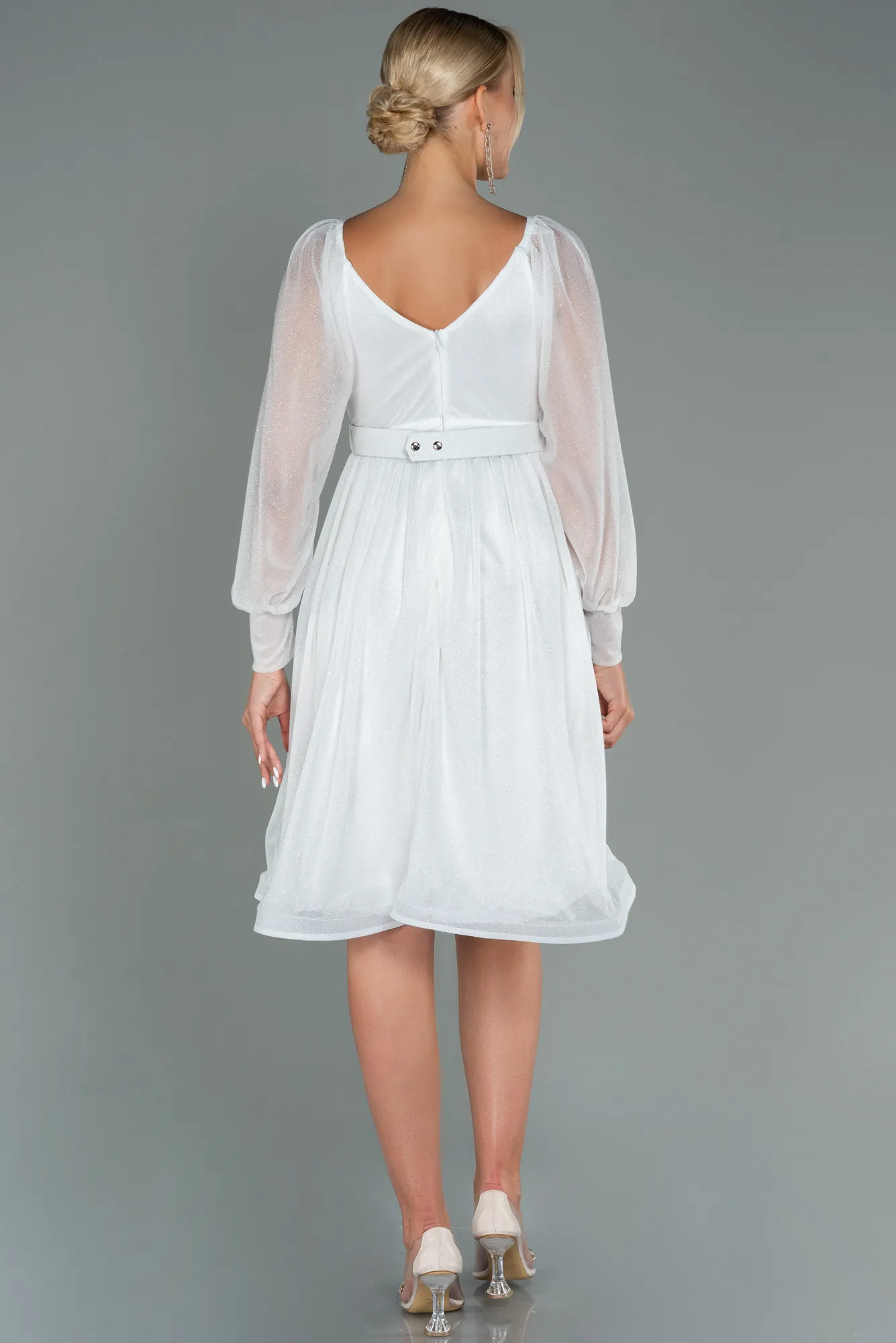 Ecru-Midi Invitation Dress ABK1227