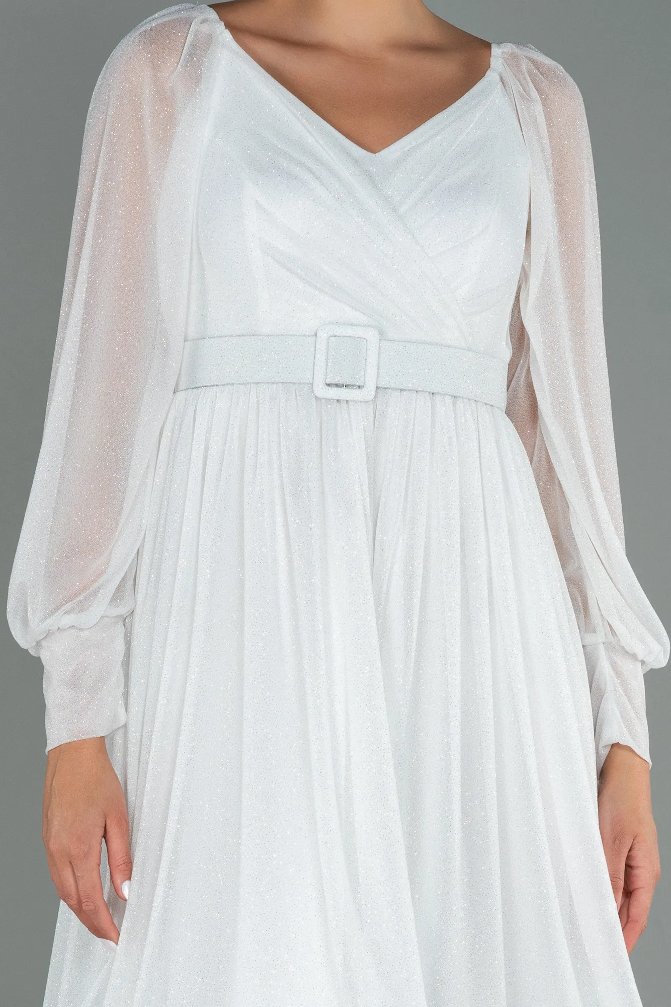 Ecru-Midi Invitation Dress ABK1227