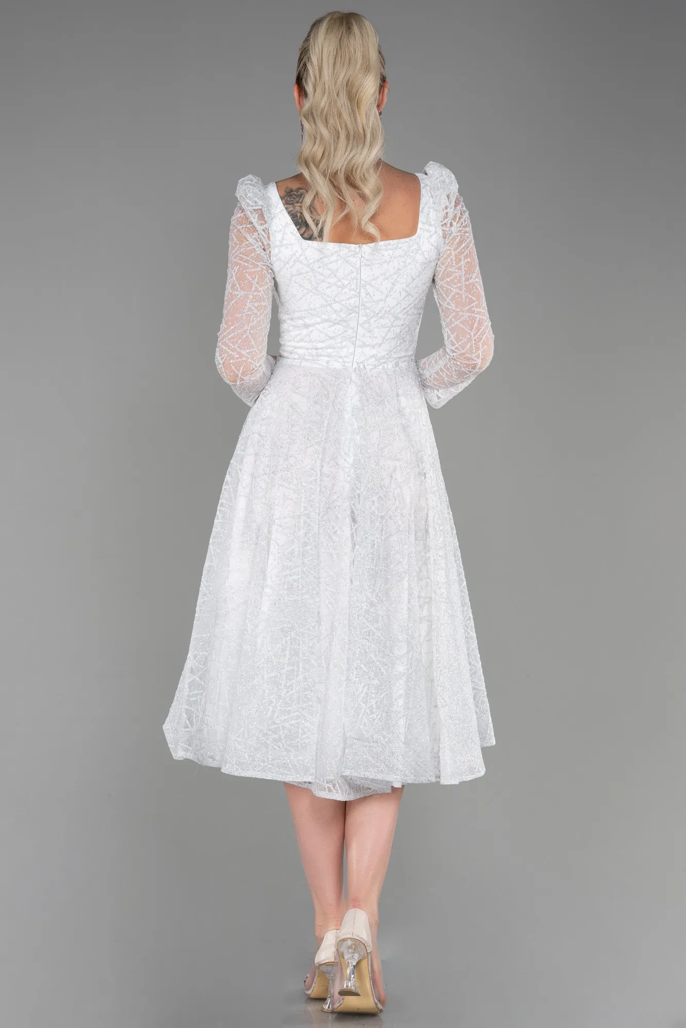 Ecru-Midi Invitation Dress ABK1668