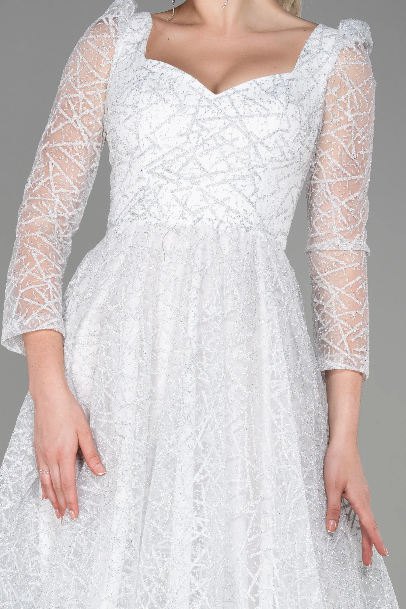 Ecru-Midi Invitation Dress ABK1668