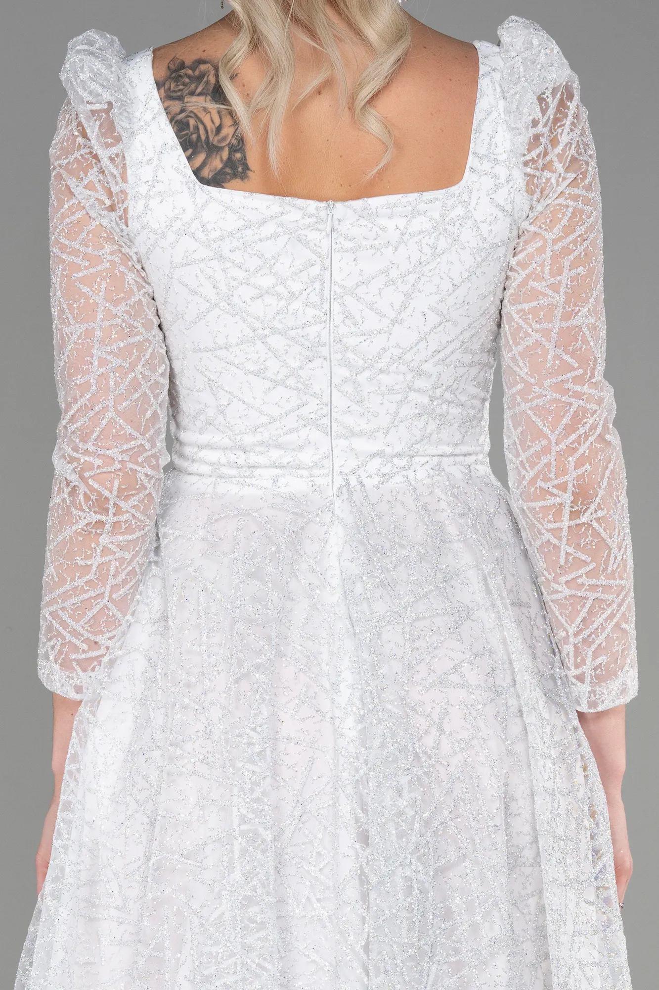 Ecru-Midi Invitation Dress ABK1668