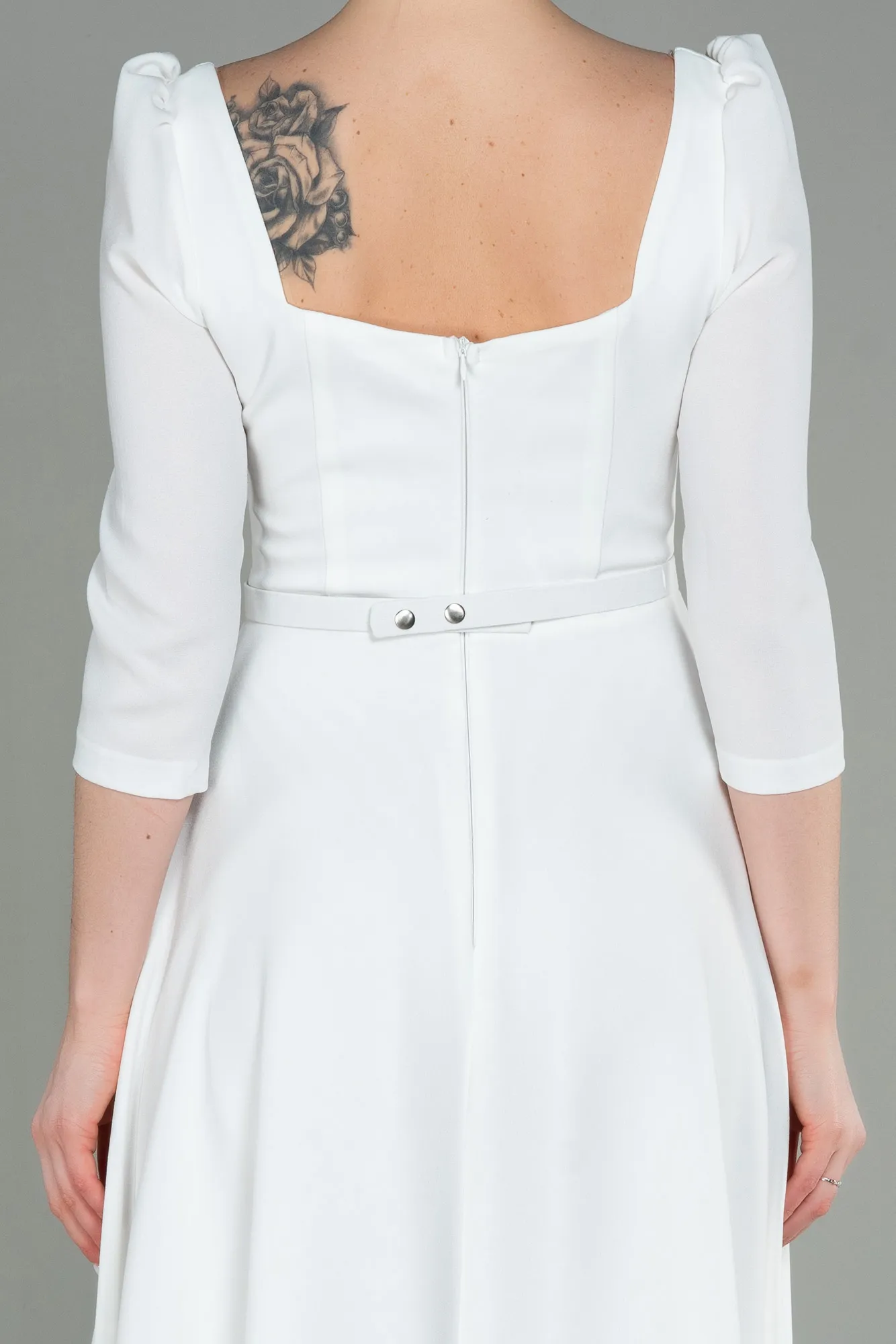 Ecru-Midi Invitation Dress ABK1678