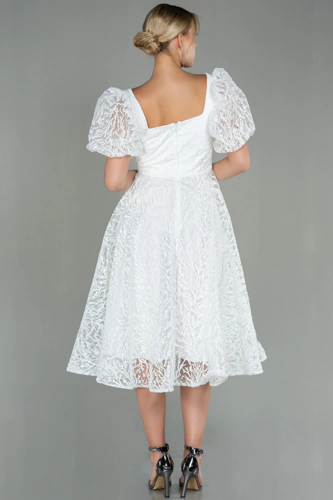 Ecru-Midi Invitation Dress ABK1724