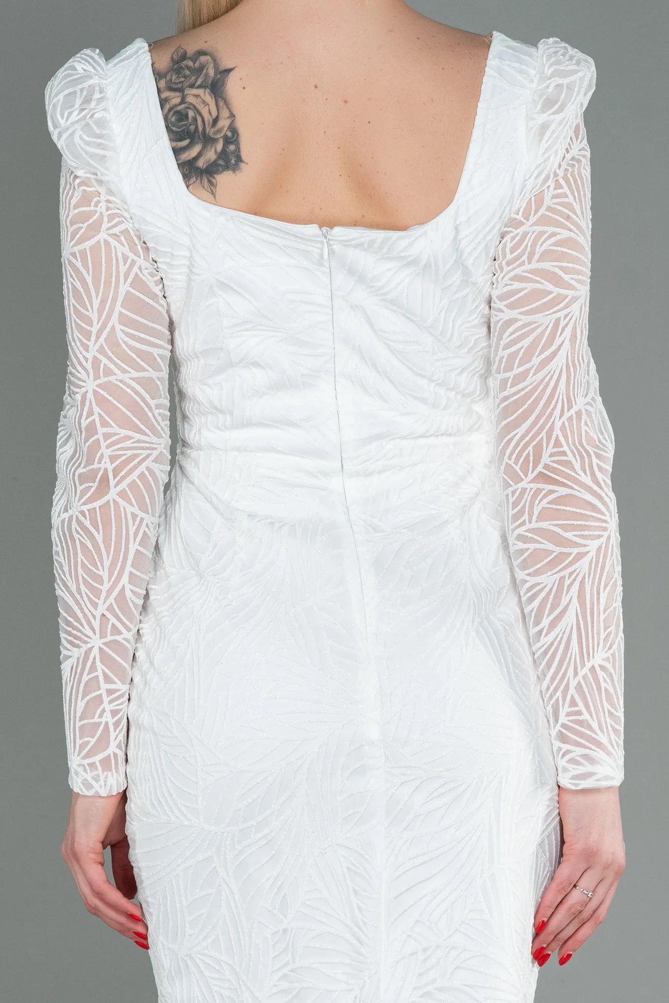 Ecru-Midi Invitation Dress ABK1749