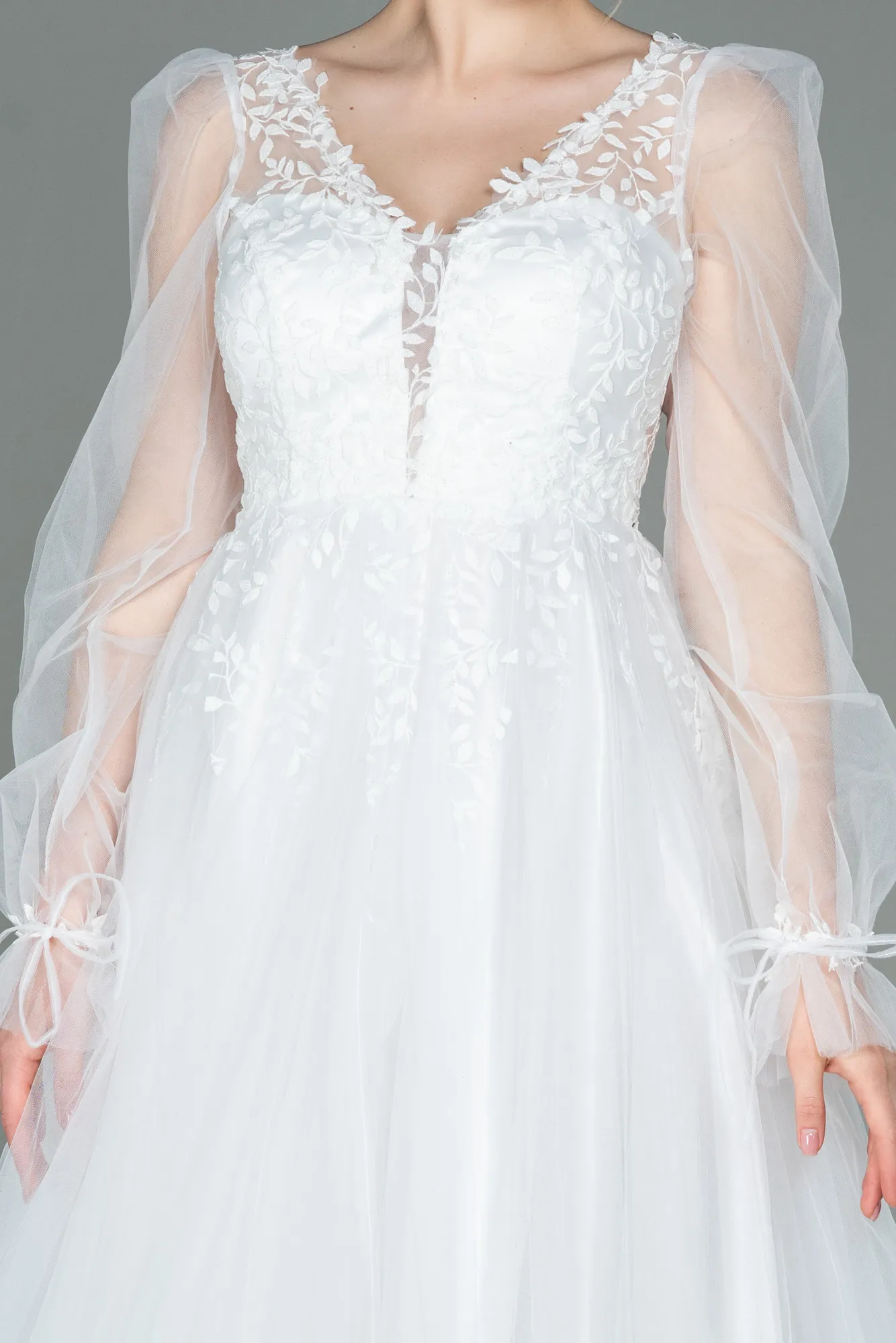 Ecru-Midi Invitation Dress ABK1771