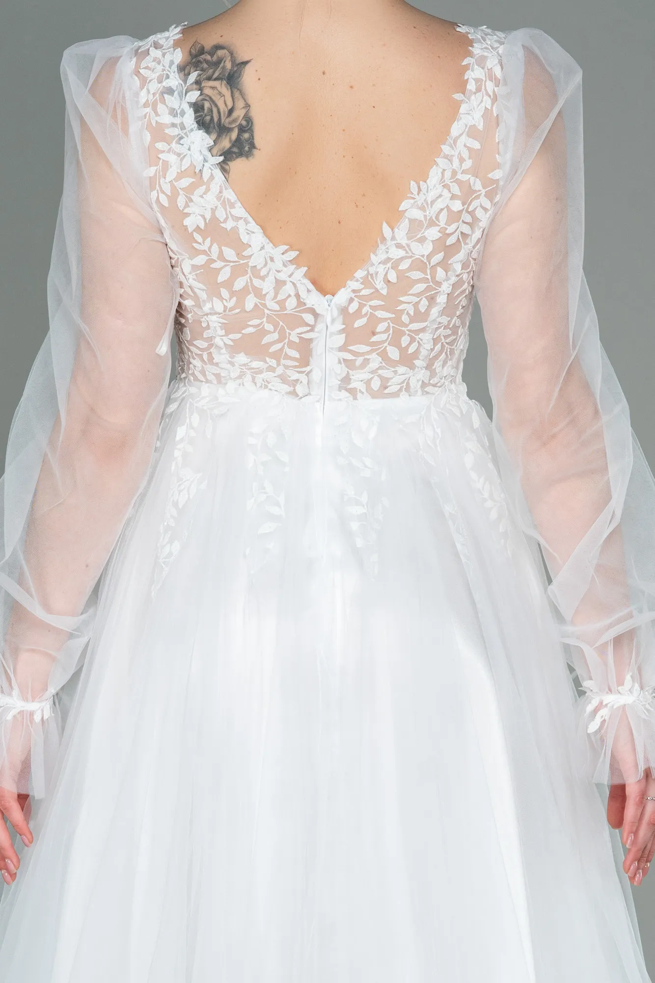 Ecru-Midi Invitation Dress ABK1771