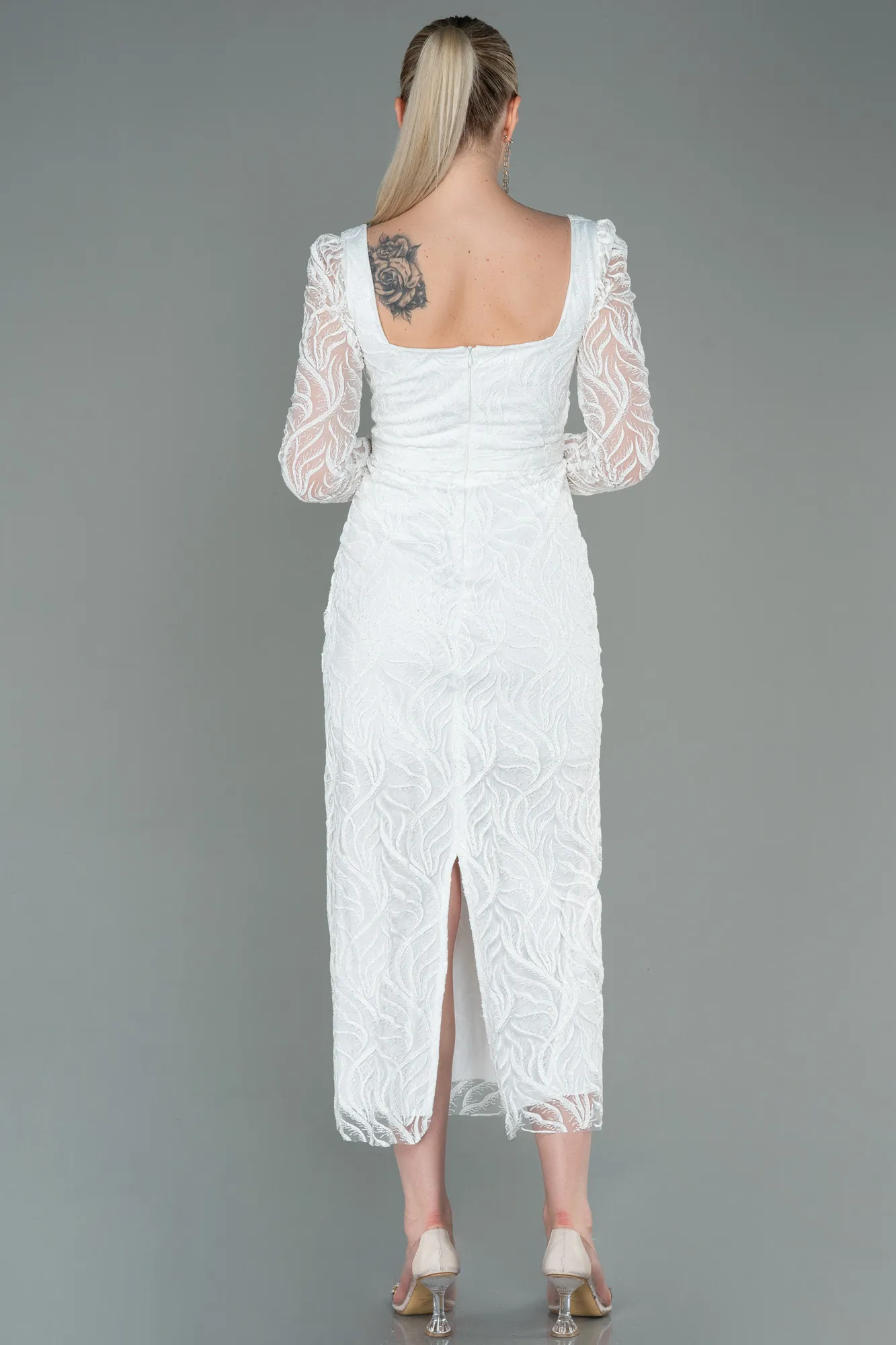 Ecru-Midi Invitation Dress ABK1785