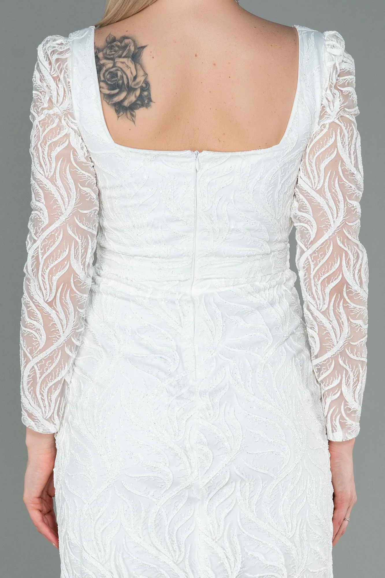 Ecru-Midi Invitation Dress ABK1785