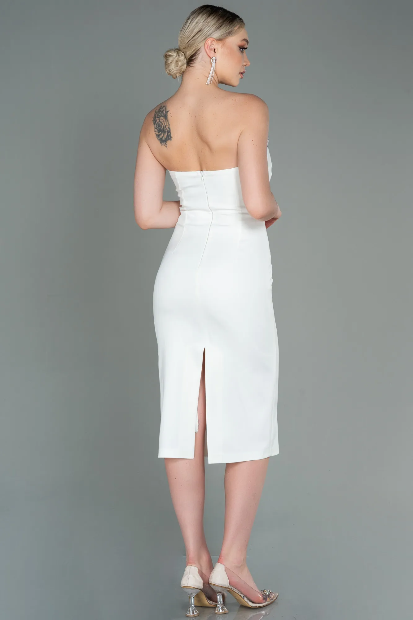 Ecru-Midi Invitation Dress ABK1795