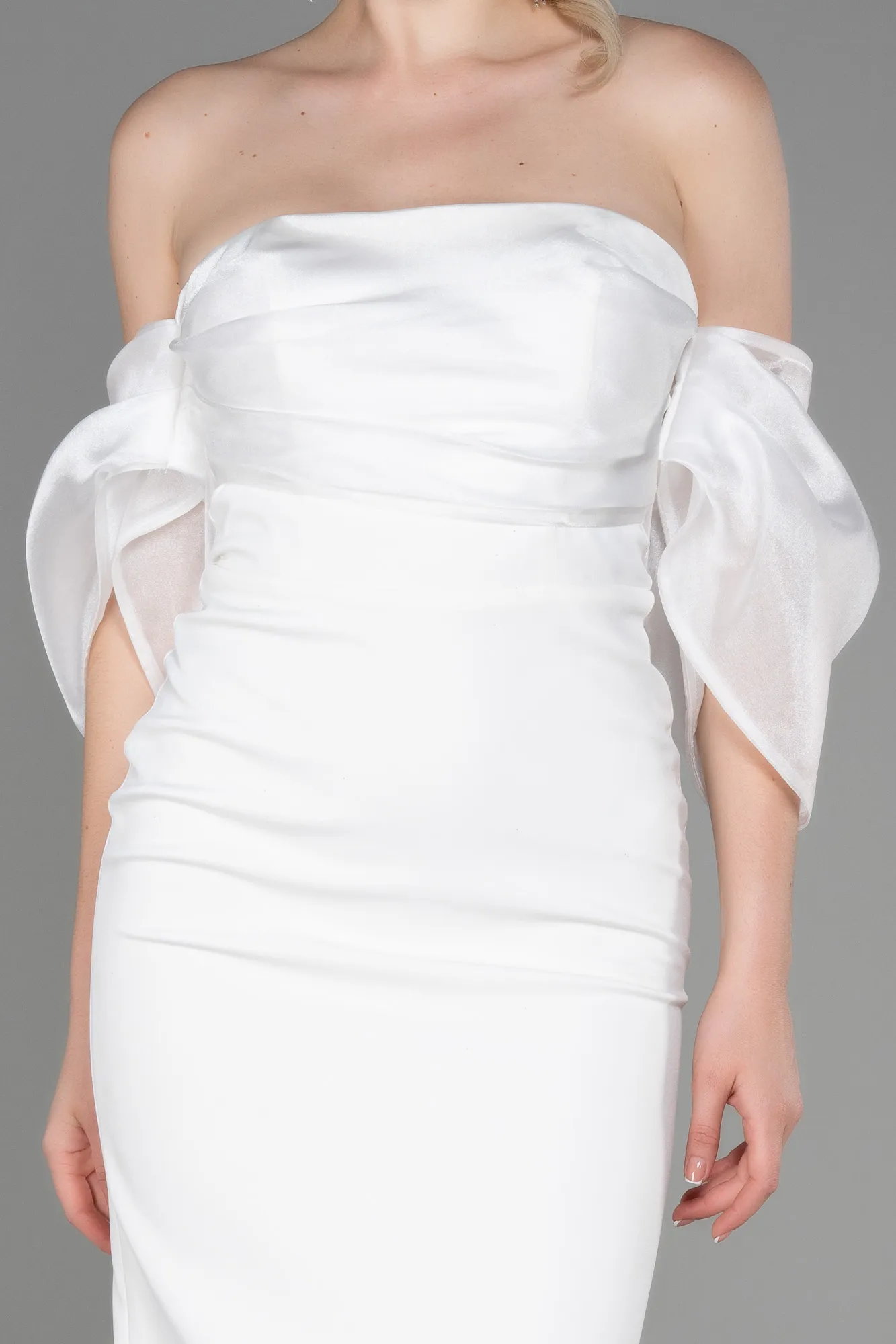 Ecru-Midi Invitation Dress ABK1796