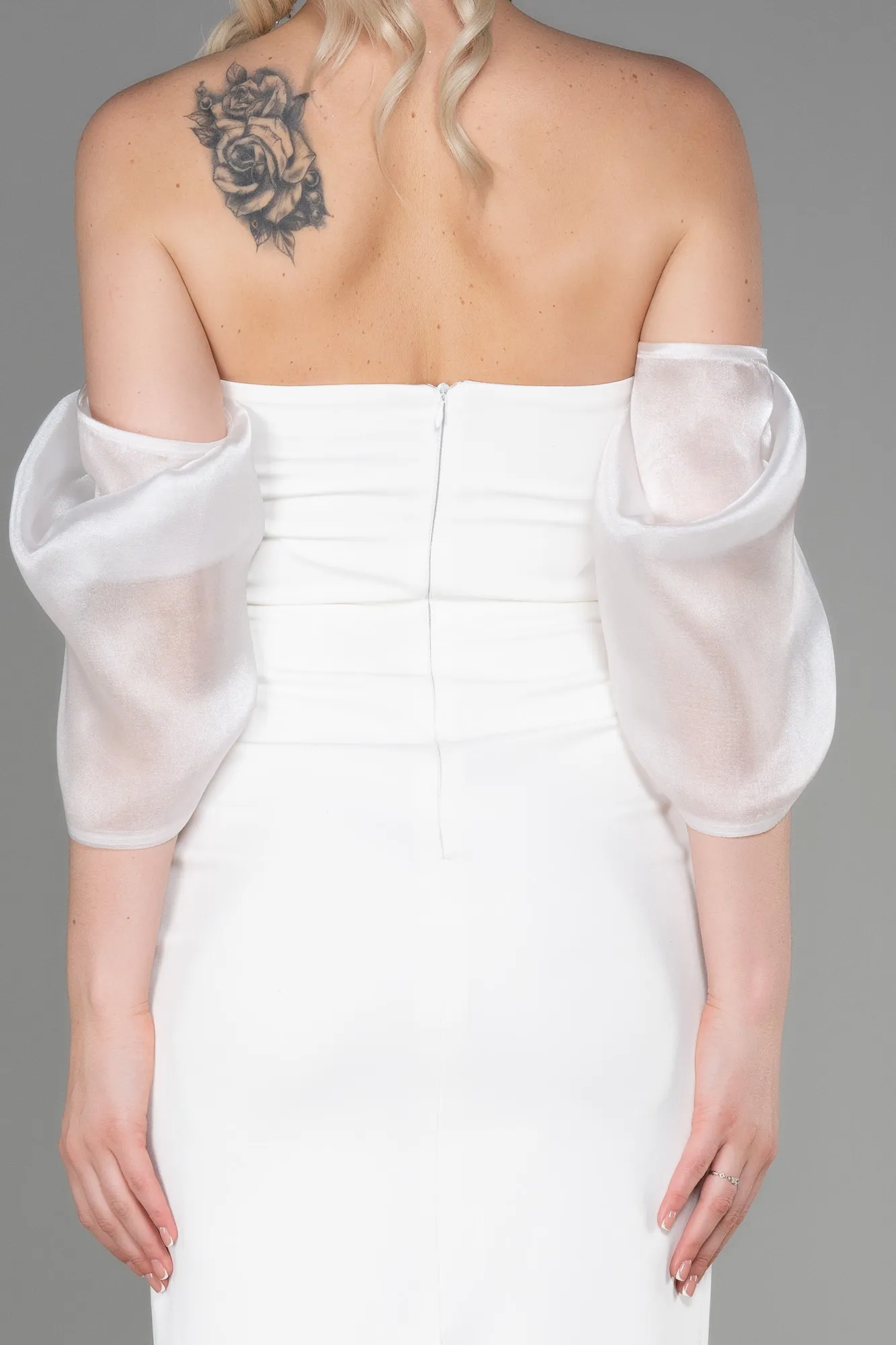 Ecru-Midi Invitation Dress ABK1796